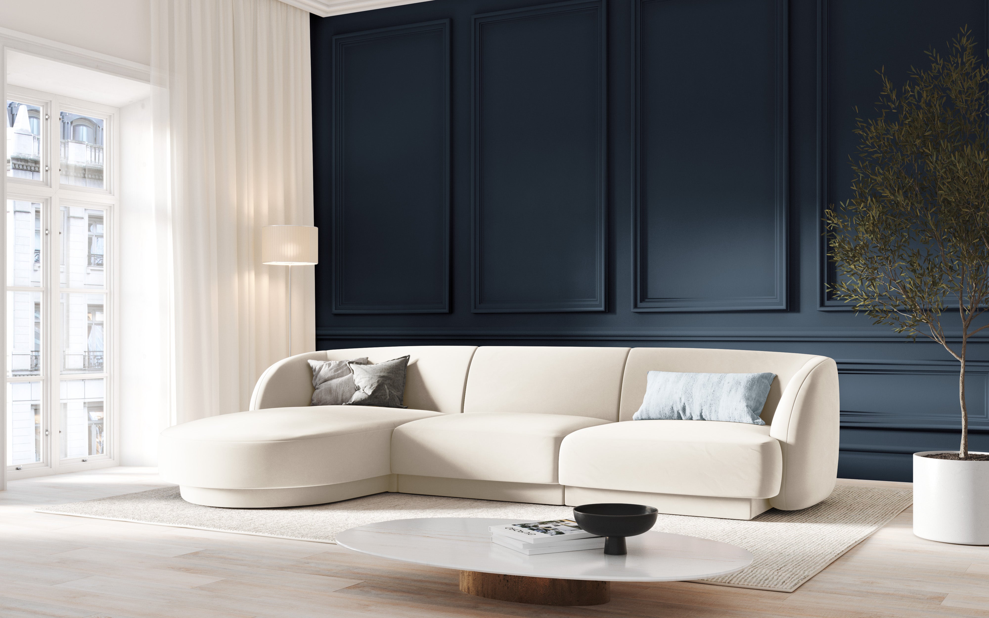 Kotna sedežna garnitura Miley 255x165cm, Material: žamet