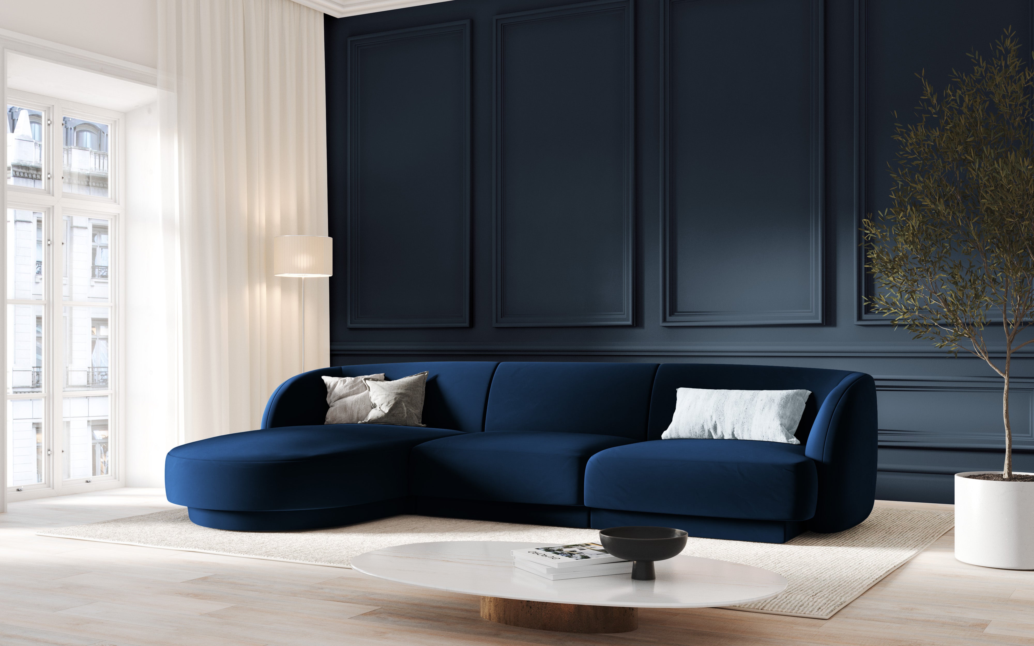 Kotna sedežna garnitura Miley 255x165cm, Material: žamet