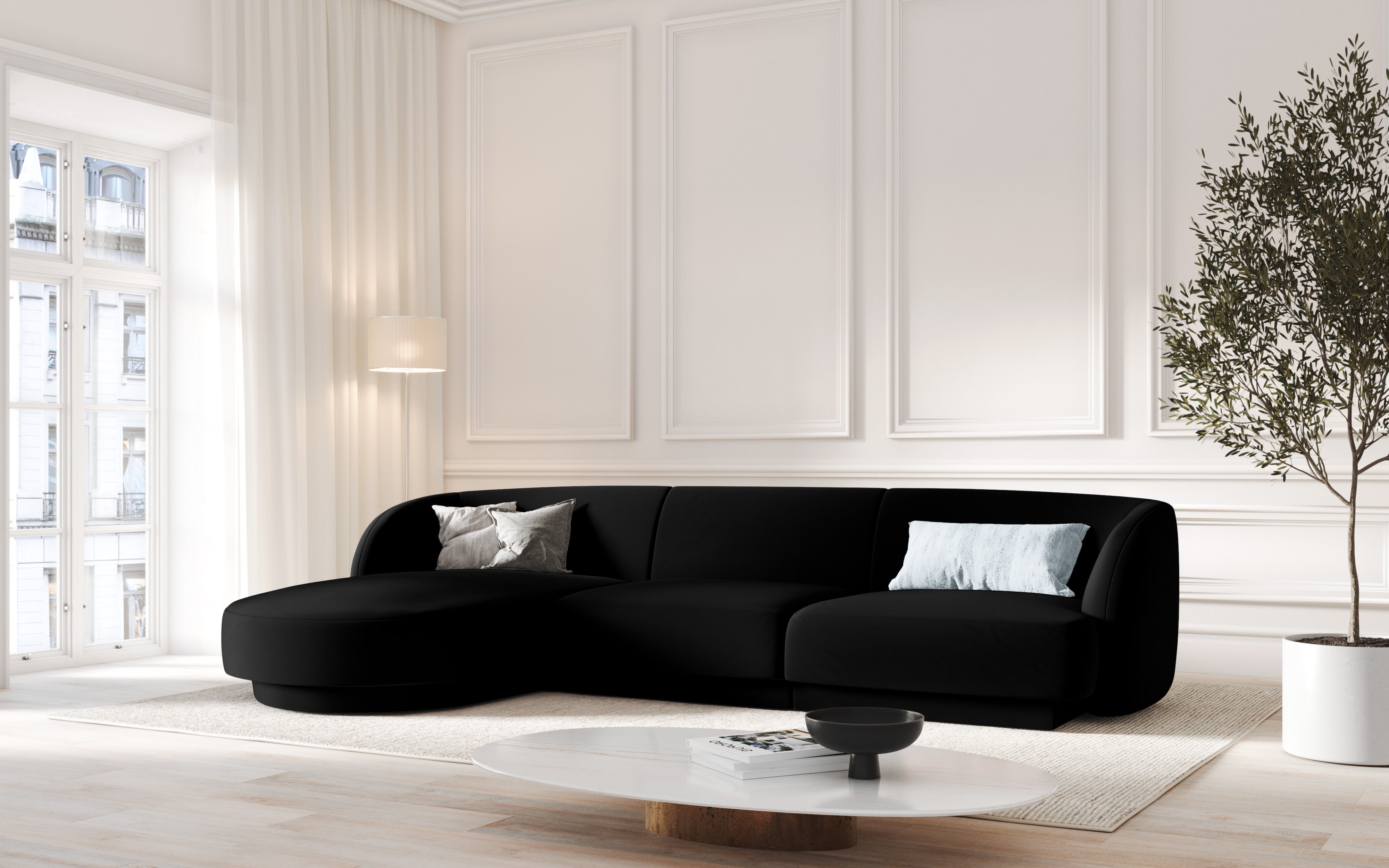 Kotna sedežna garnitura Miley 255x165cm, Material: žamet