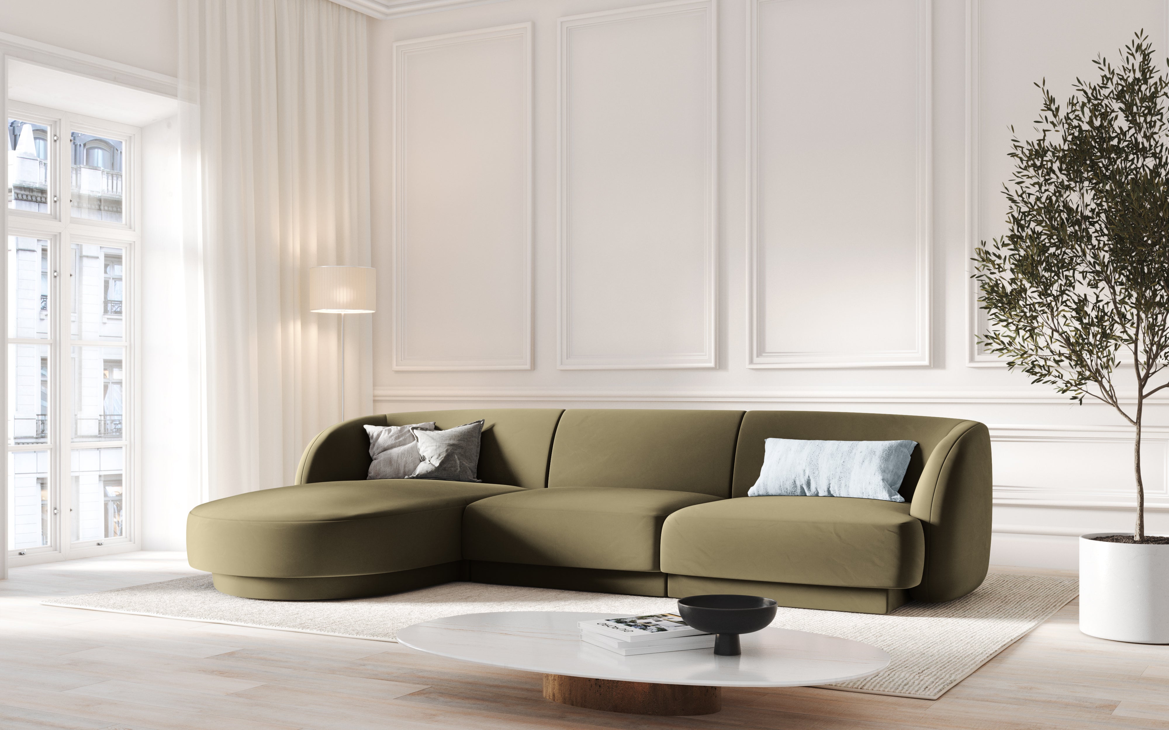 Kotna sedežna garnitura Miley 255x165cm, Material: žamet