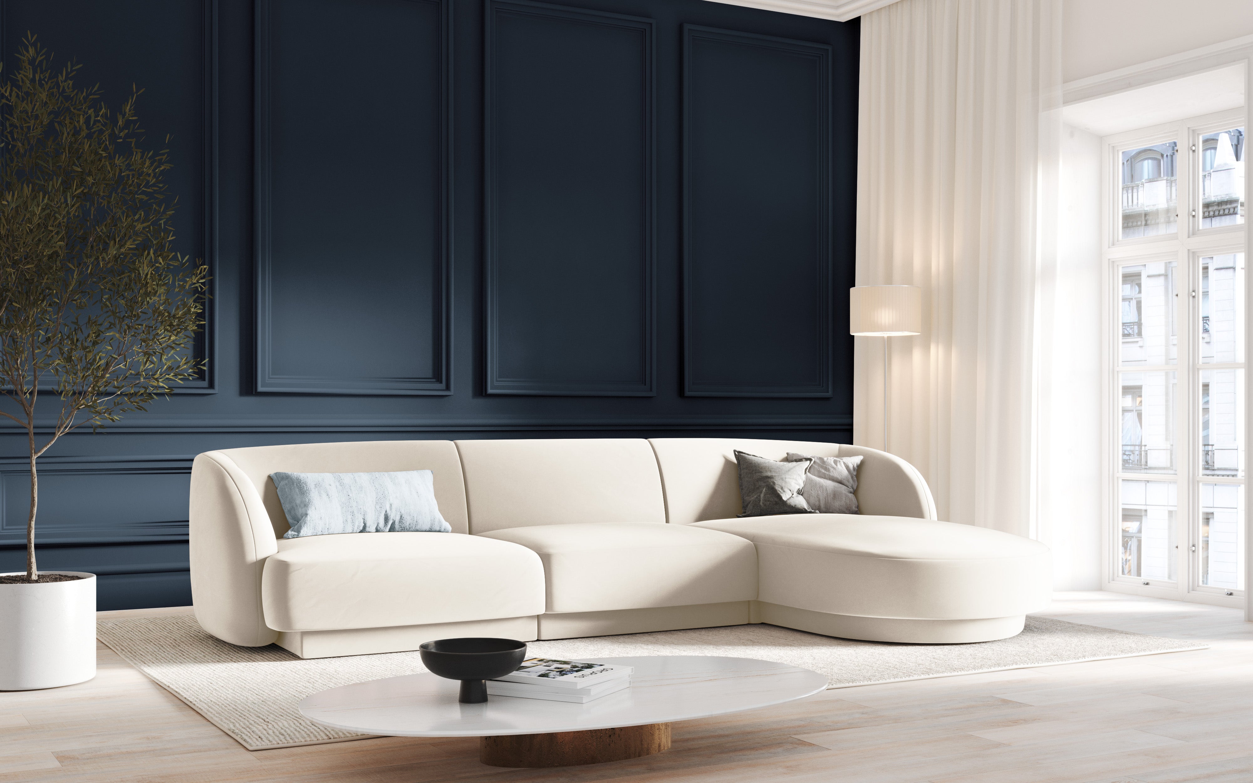 Kotna sedežna garnitura Miley 255x165cm, Material: žamet