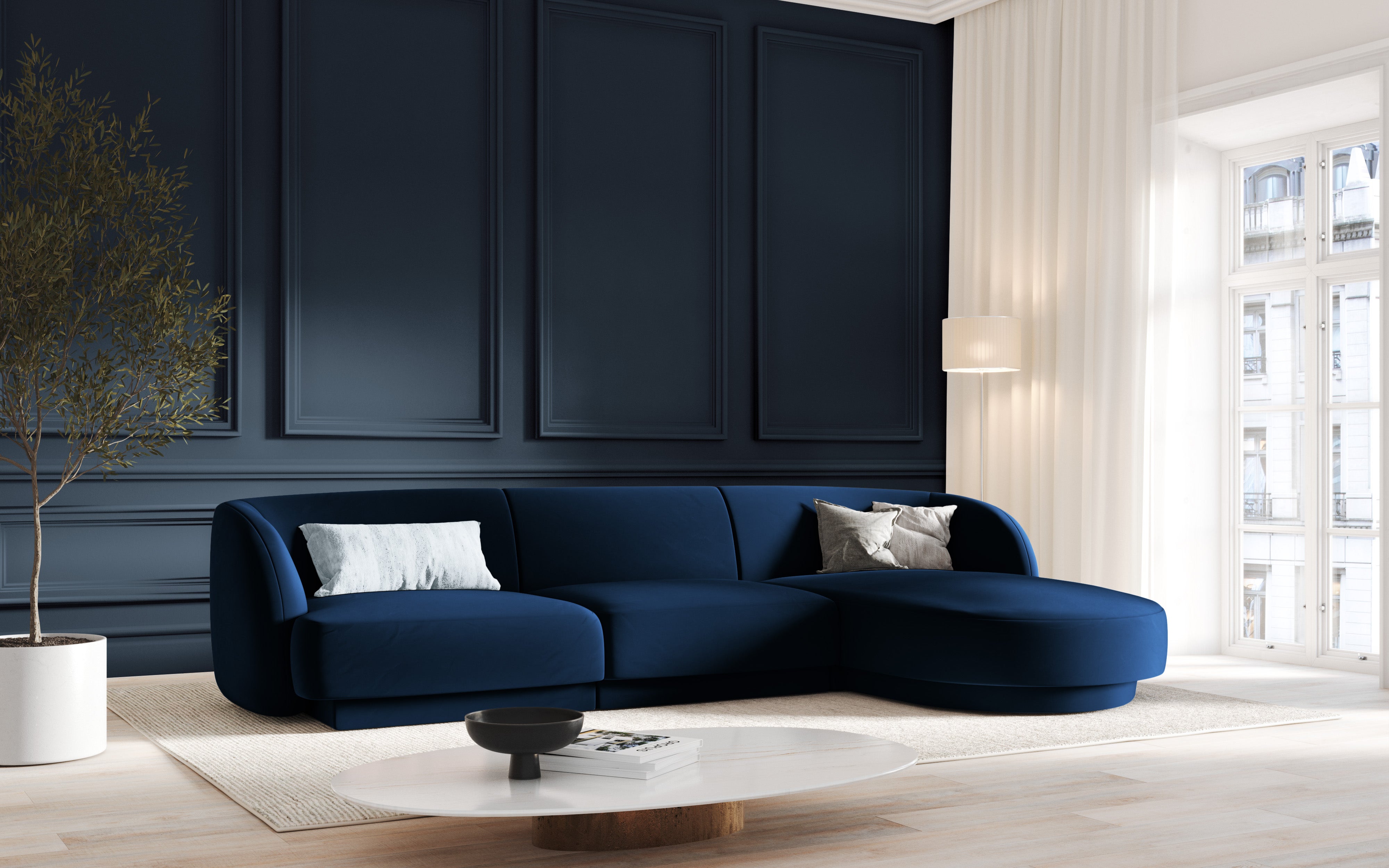 Kotna sedežna garnitura Miley 255x165cm, Material: žamet