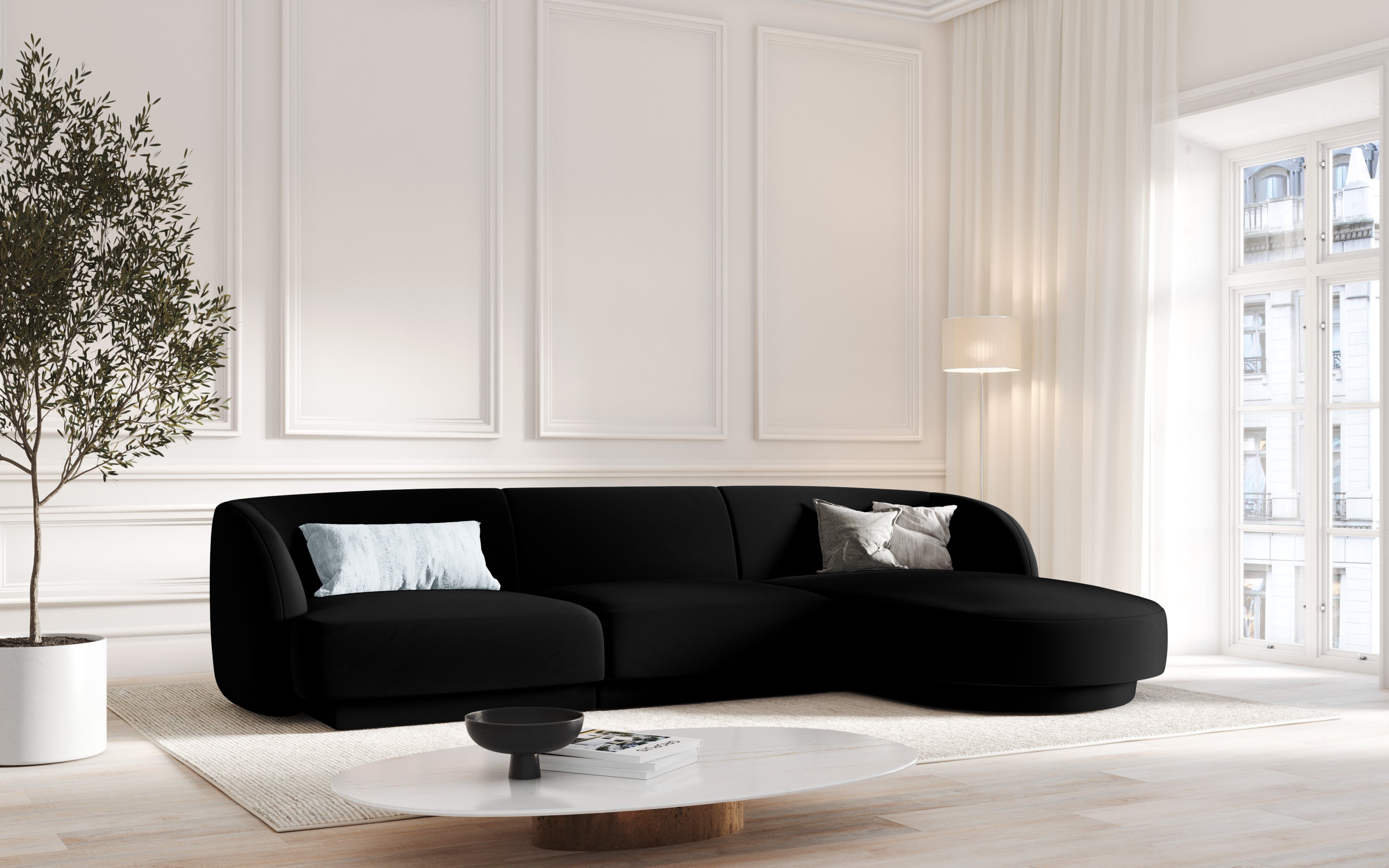 Kotna sedežna garnitura Miley 255x165cm, Material: žamet