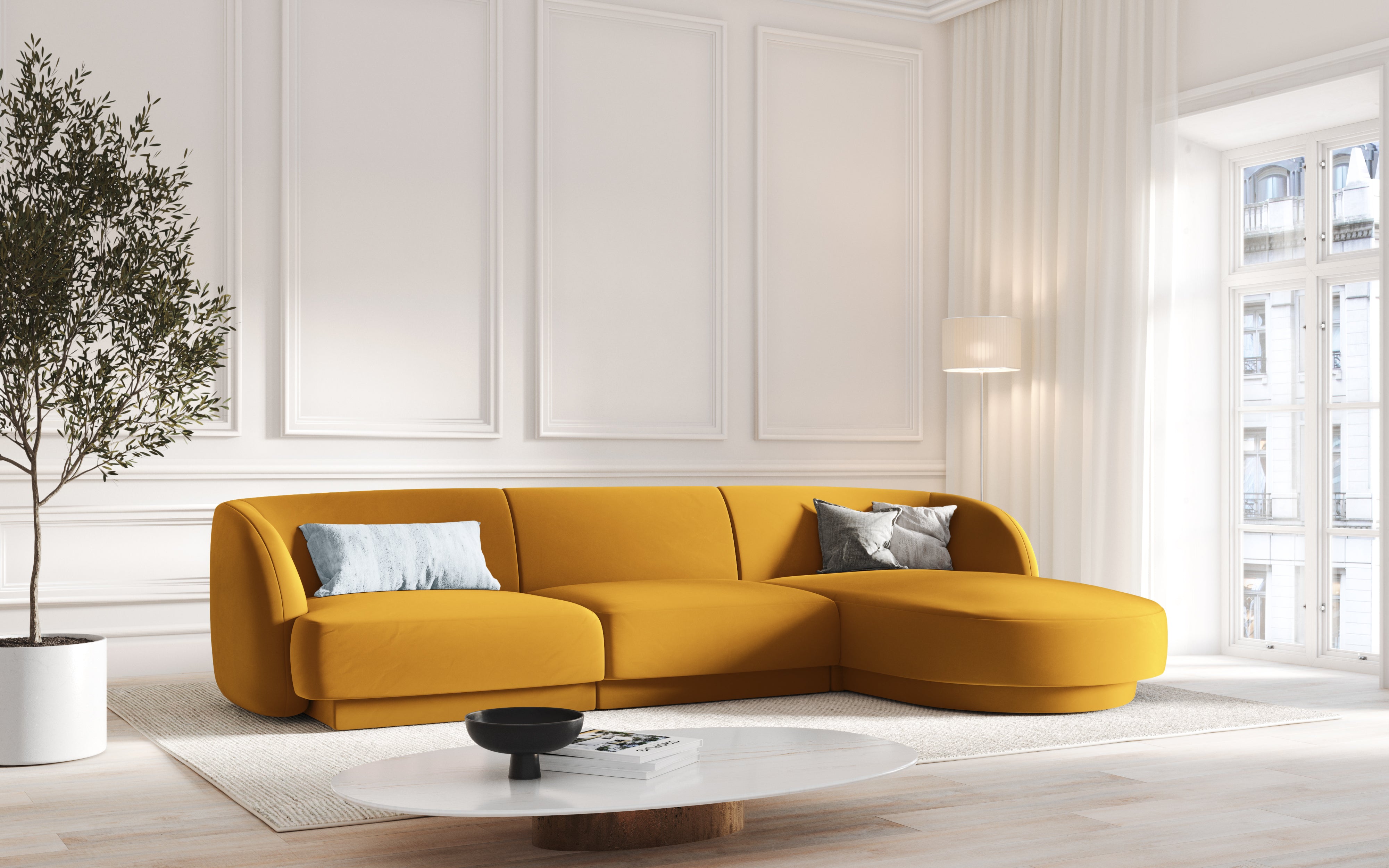 Kotna sedežna garnitura Miley 255x165cm, Material: žamet