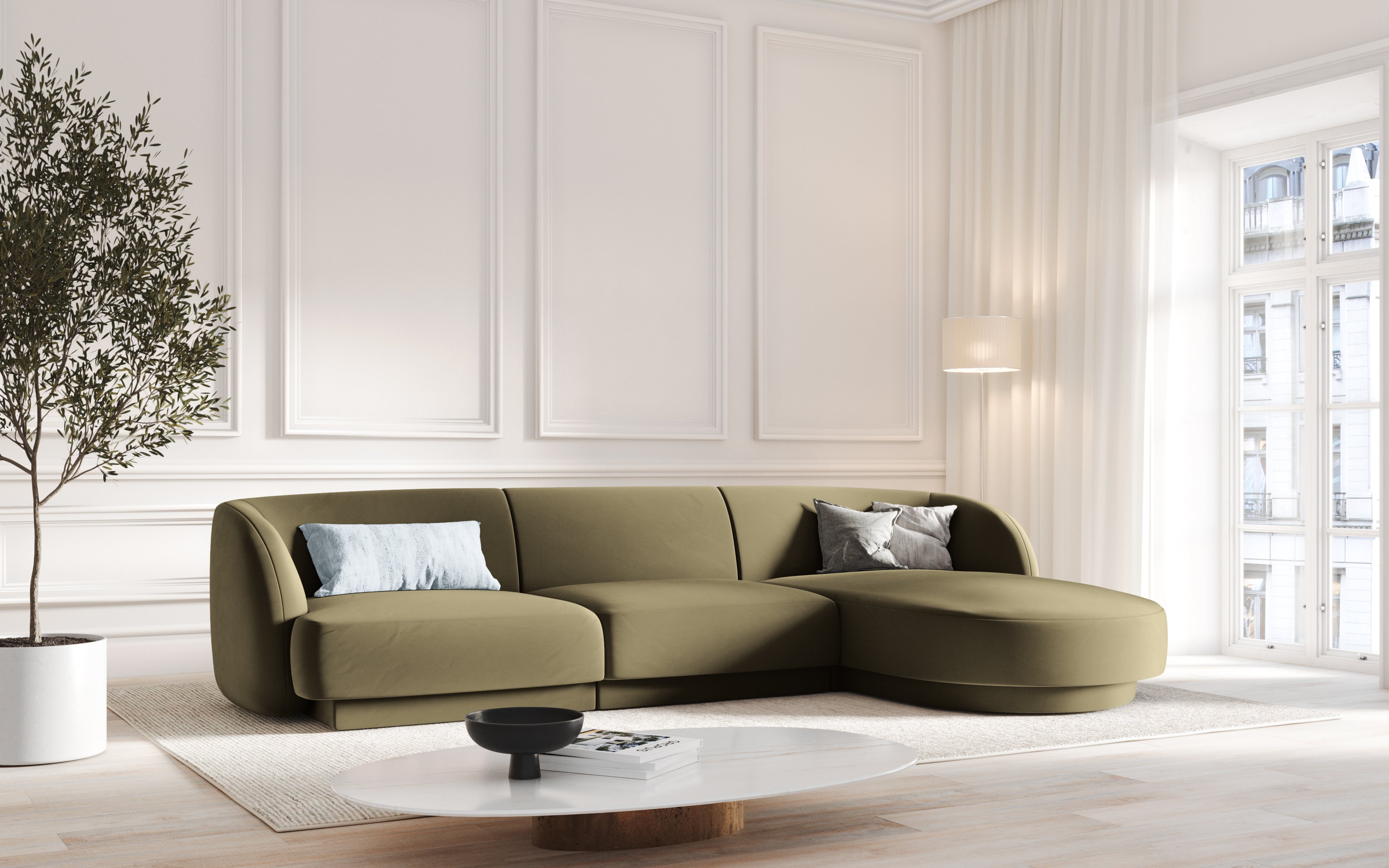 Kotna sedežna garnitura Miley 255x165cm, Material: žamet