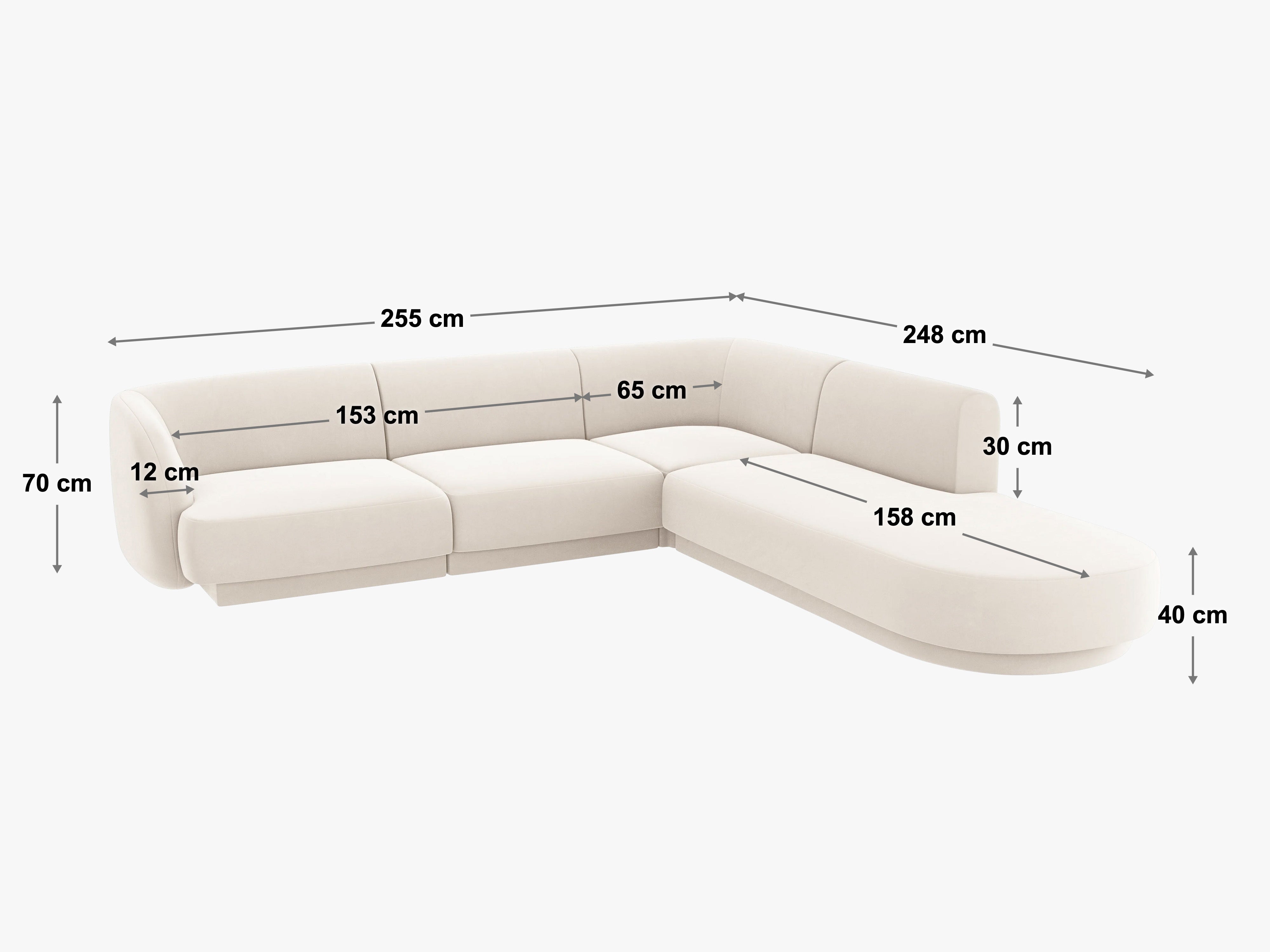 Kotna garnitura Miley 255x248cm, Material: žamet