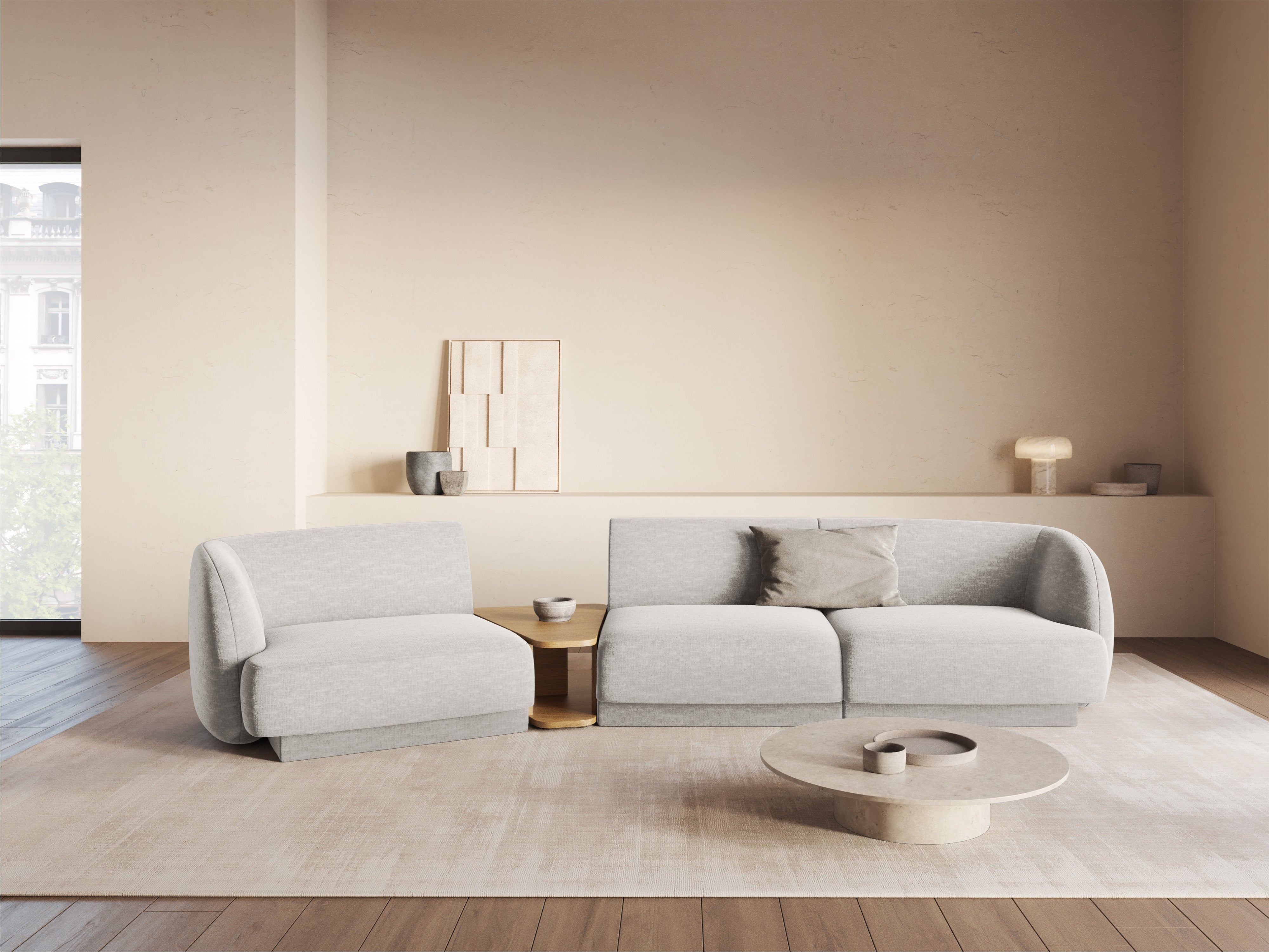 Kotna sedežna garnitura Miley 303x126 cm, Material: chenille
