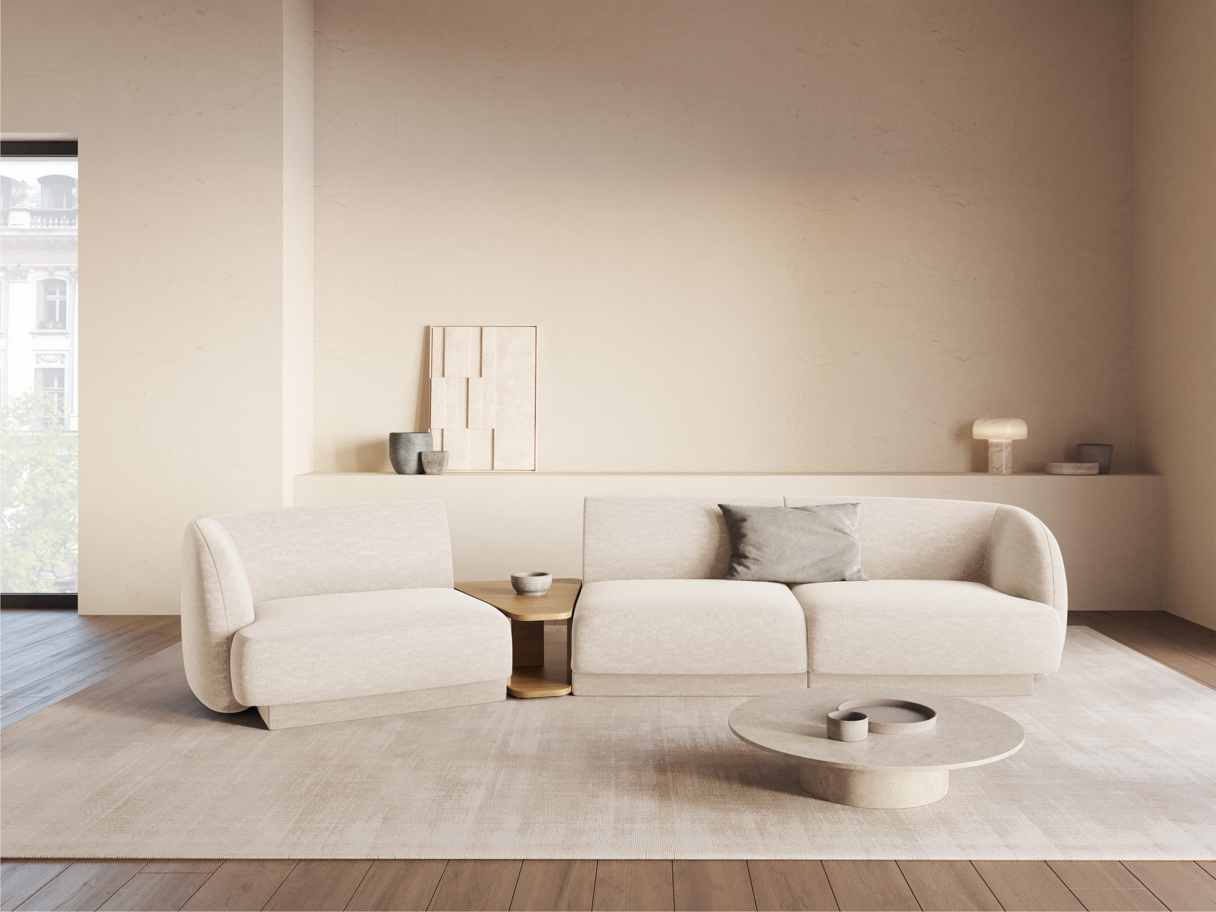 Kotna sedežna garnitura Miley 303x126 cm, Material: chenille