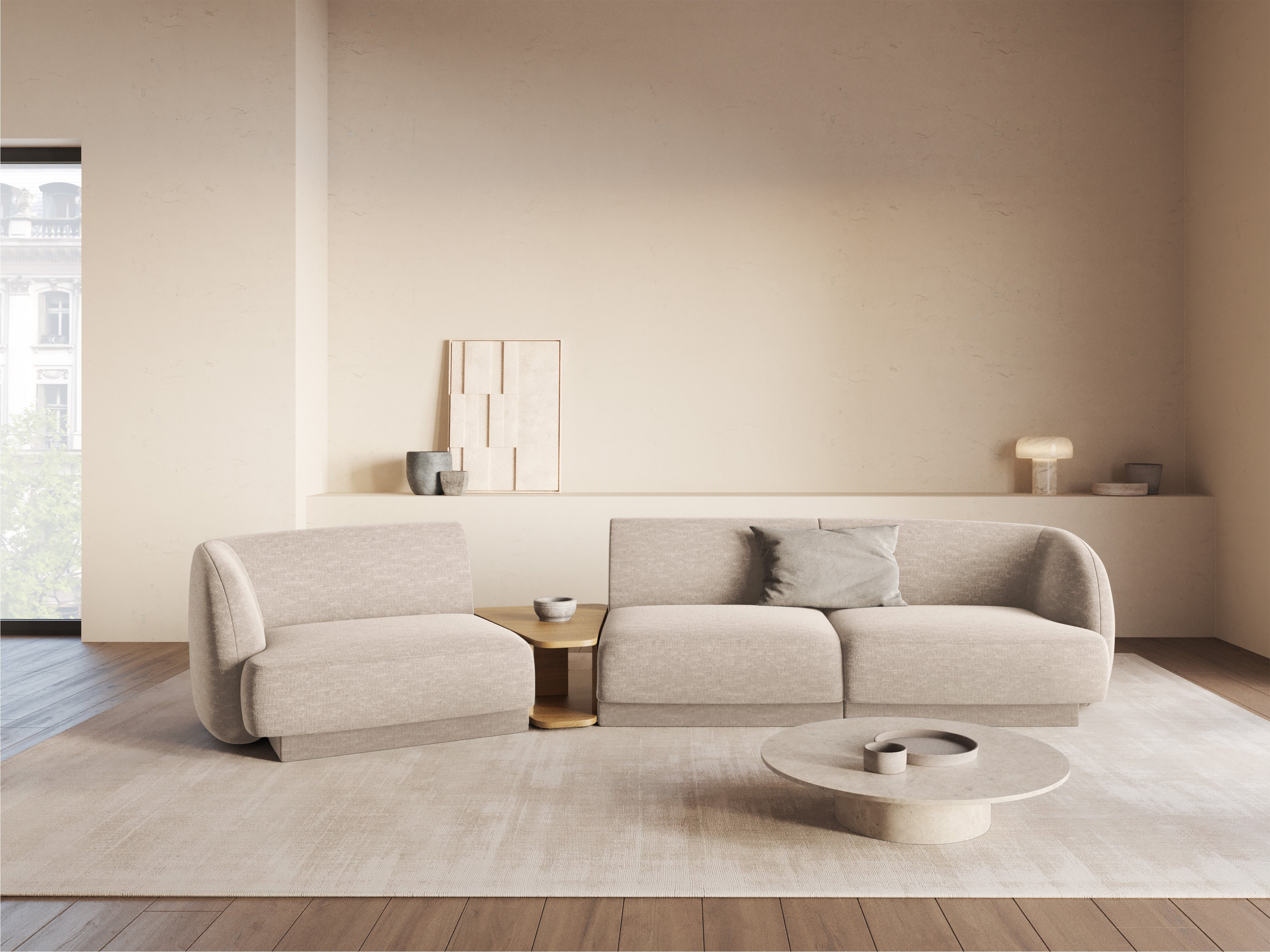 Kotna sedežna garnitura Miley 303x126 cm, Material: chenille