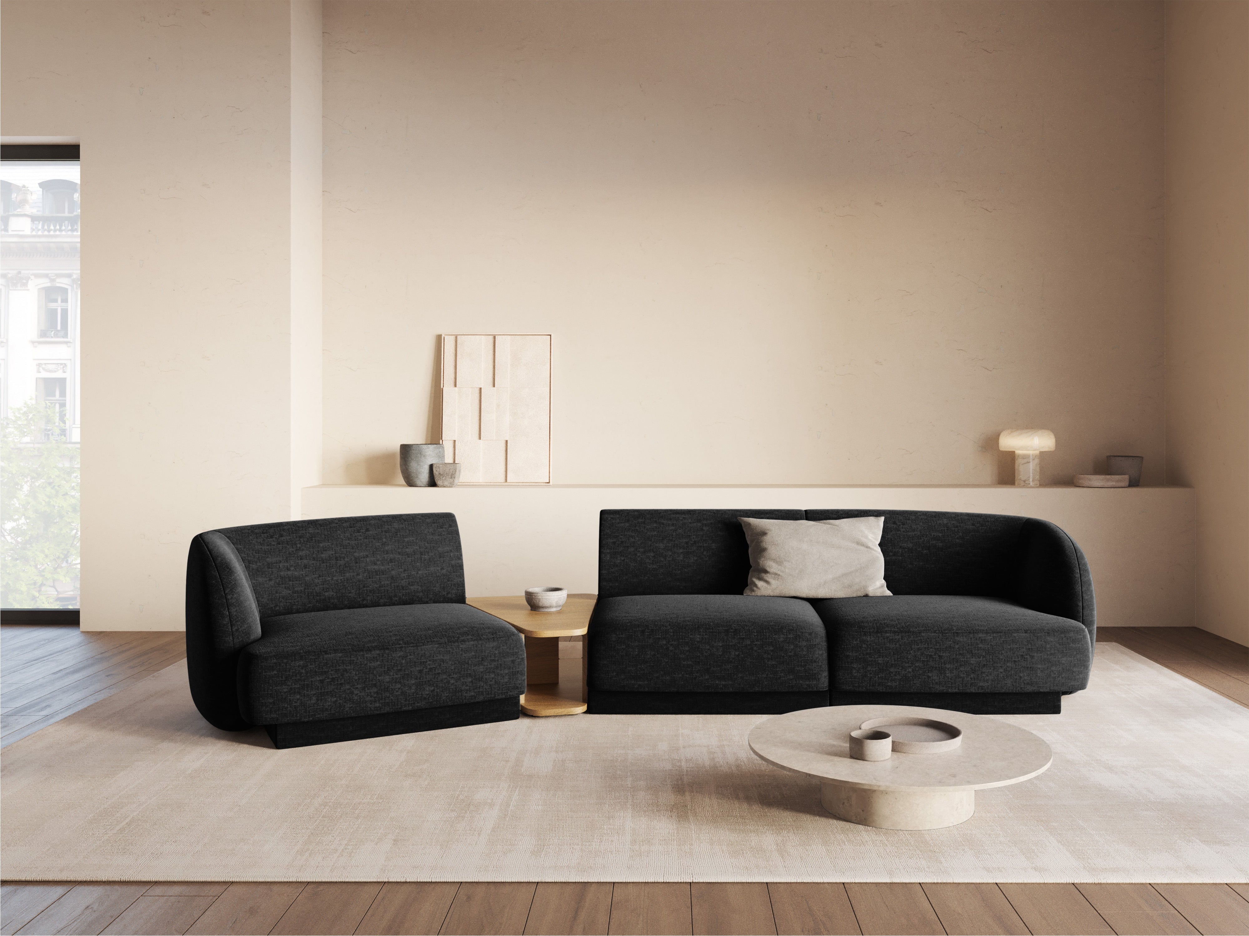 Kotna sedežna garnitura Miley 303x126 cm, Material: chenille