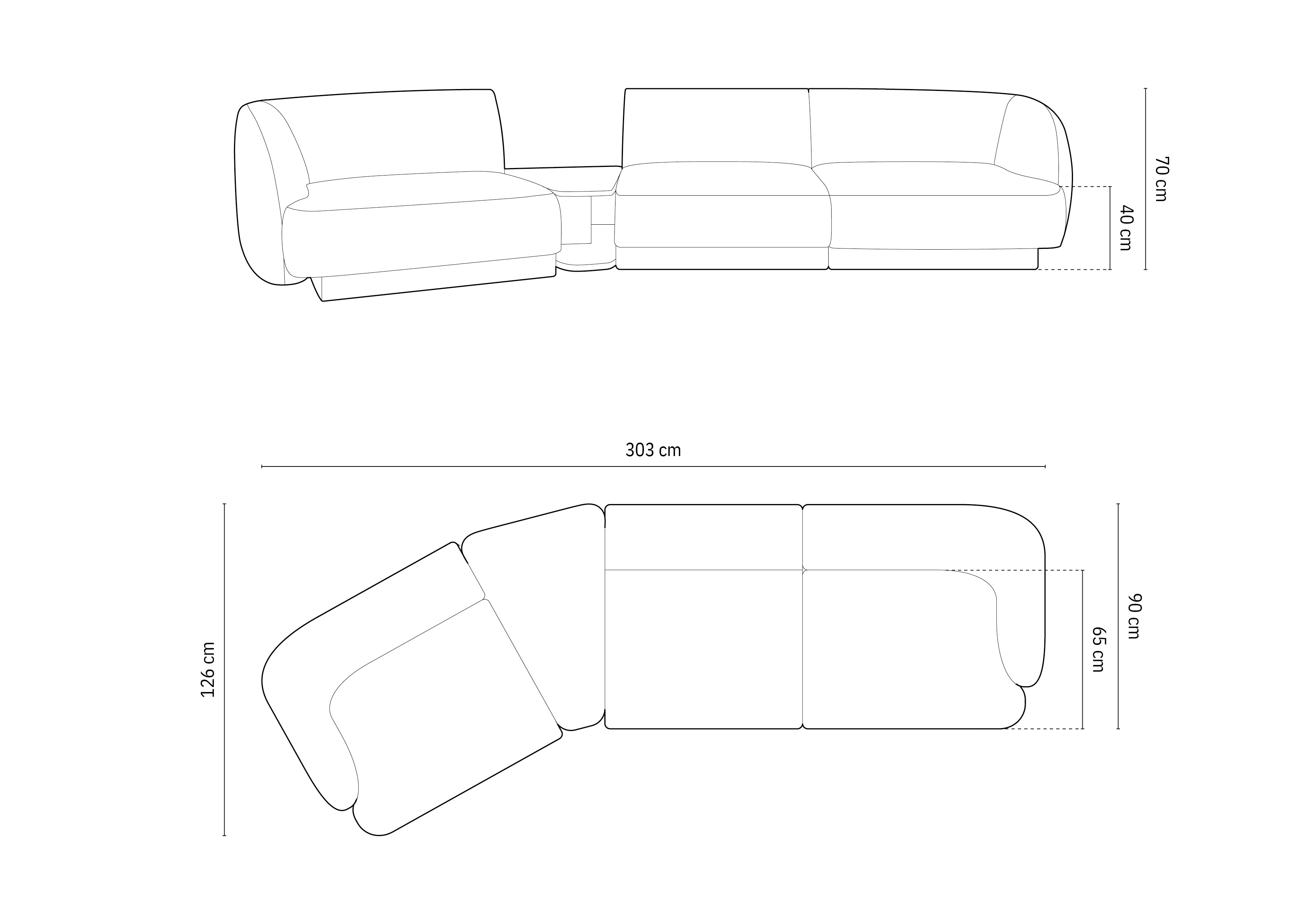 Kutna garnitura Miley 303x126cm, Materijal: Baršun