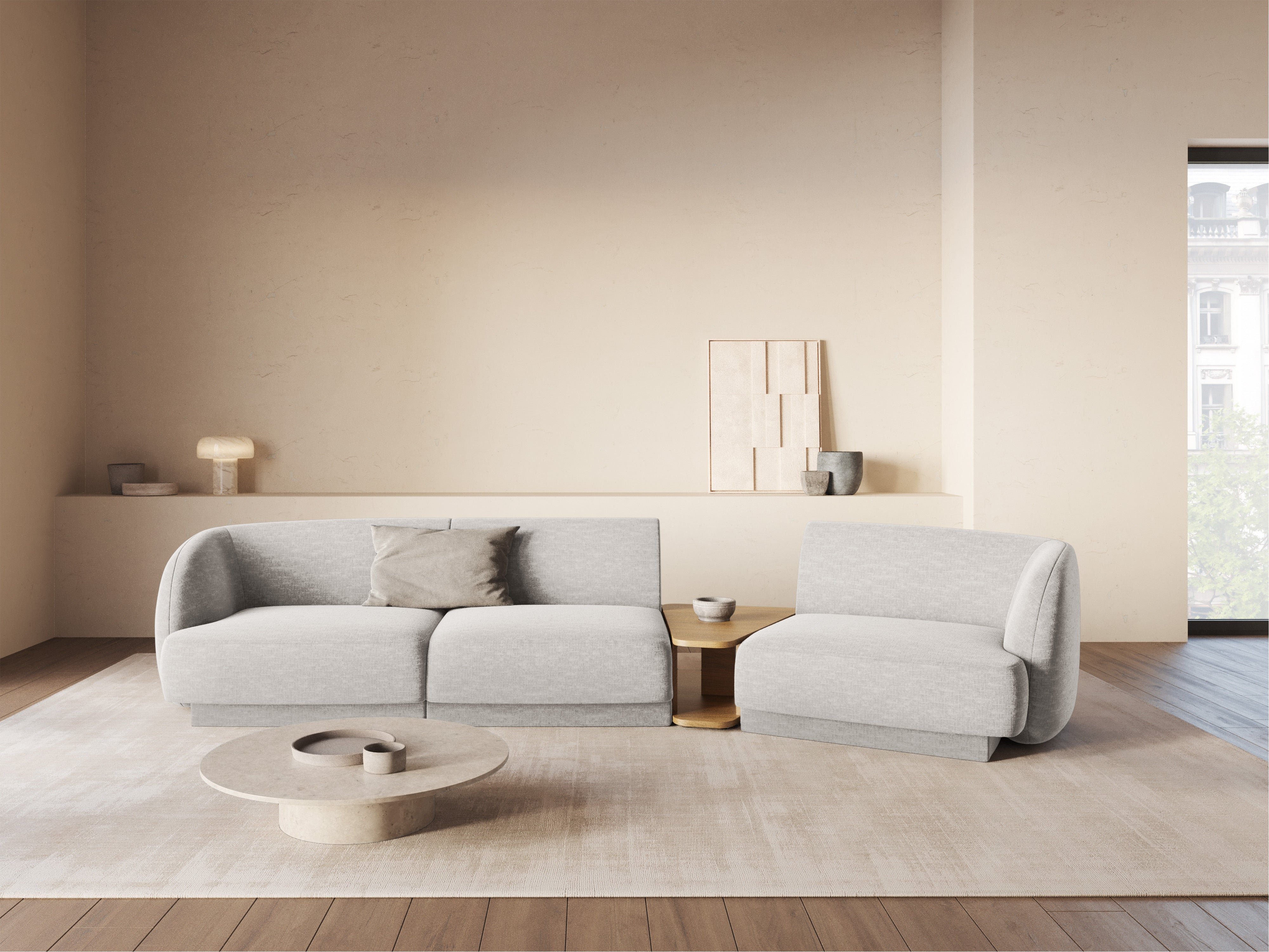 Kotna sedežna garnitura Miley 303x126 cm, Material: chenille