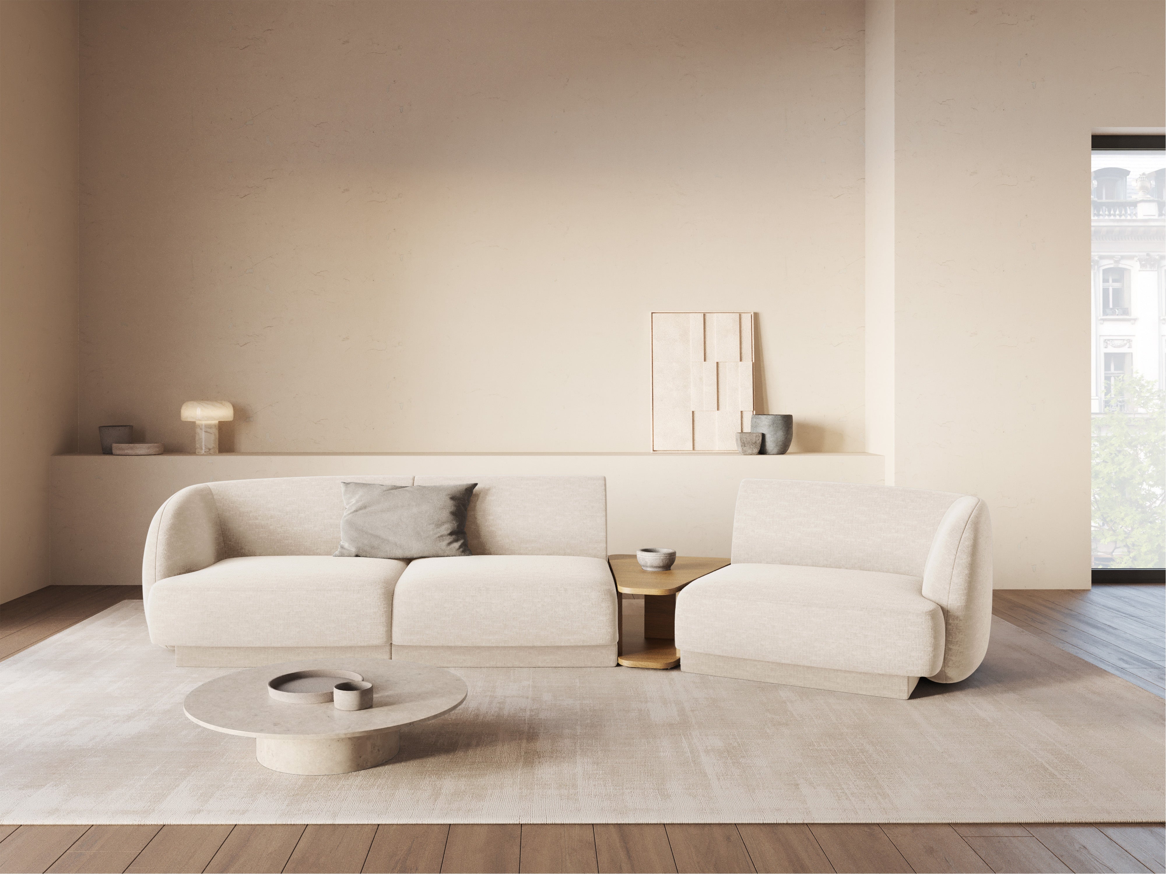Kotna sedežna garnitura Miley 303x126 cm, Material: chenille