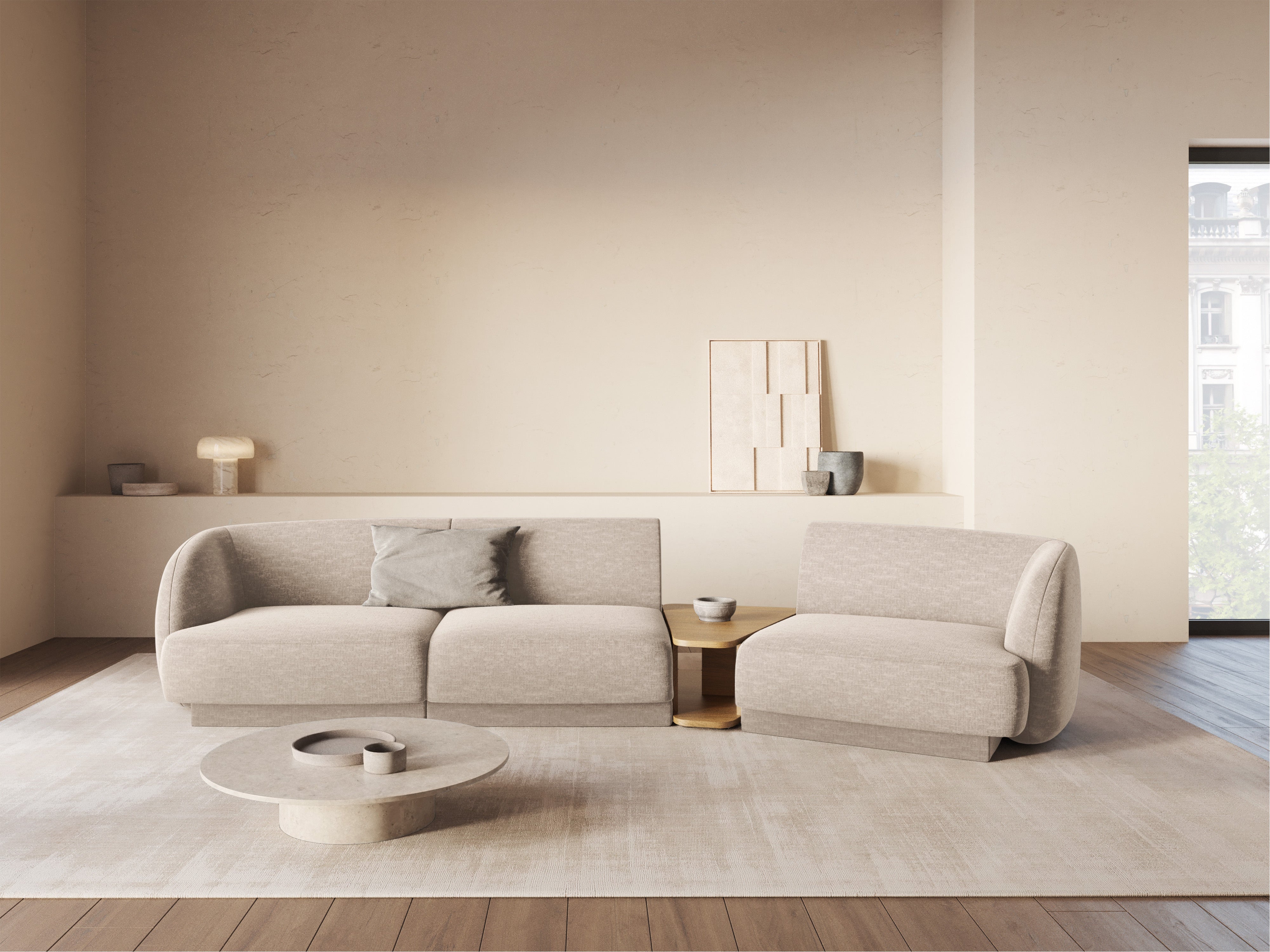Kotna sedežna garnitura Miley 303x126 cm, Material: chenille