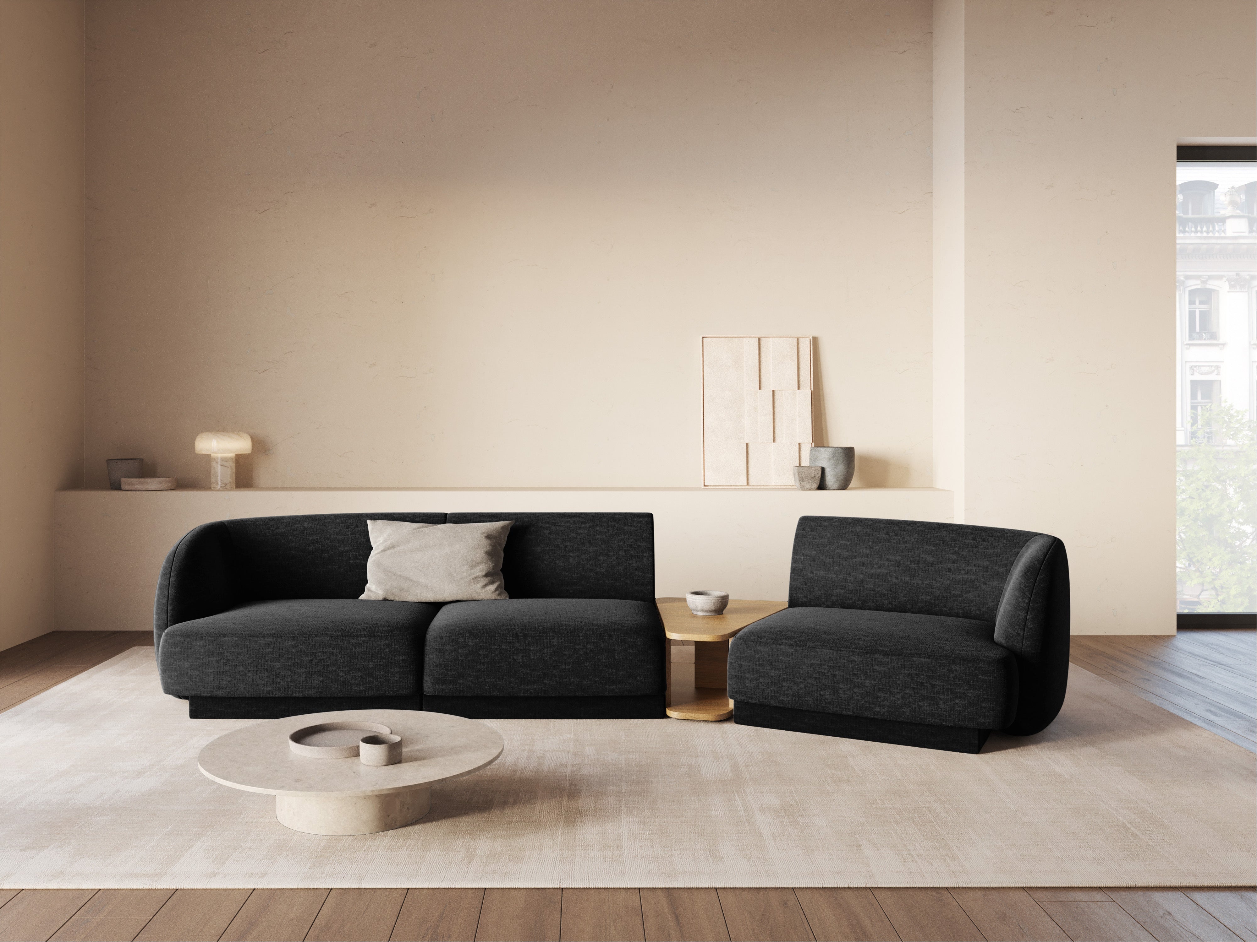 Kotna sedežna garnitura Miley 303x126 cm, Material: chenille