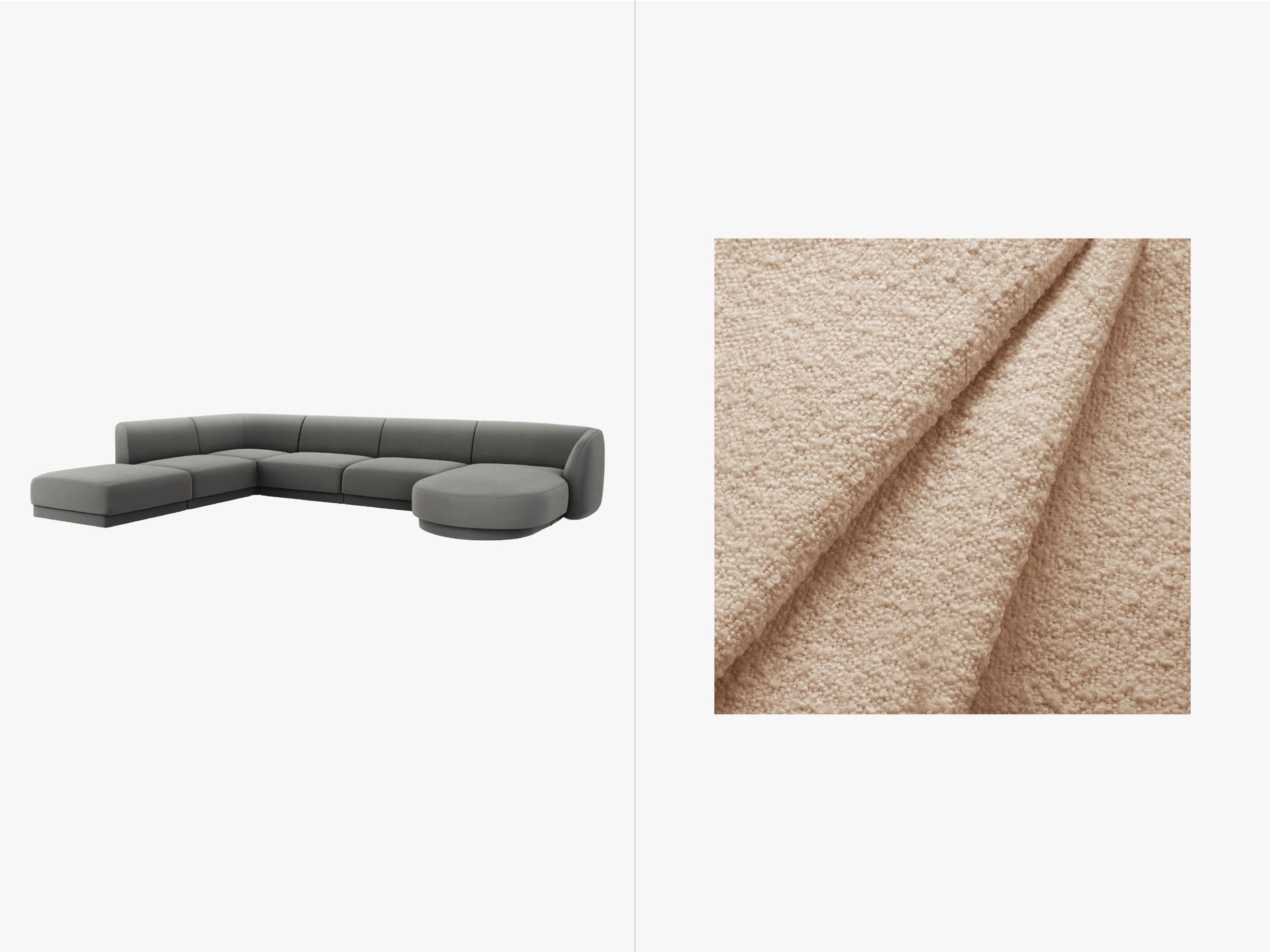 Kotna sedežna garnitura Miley 330x255 cm, Material: Bouclé