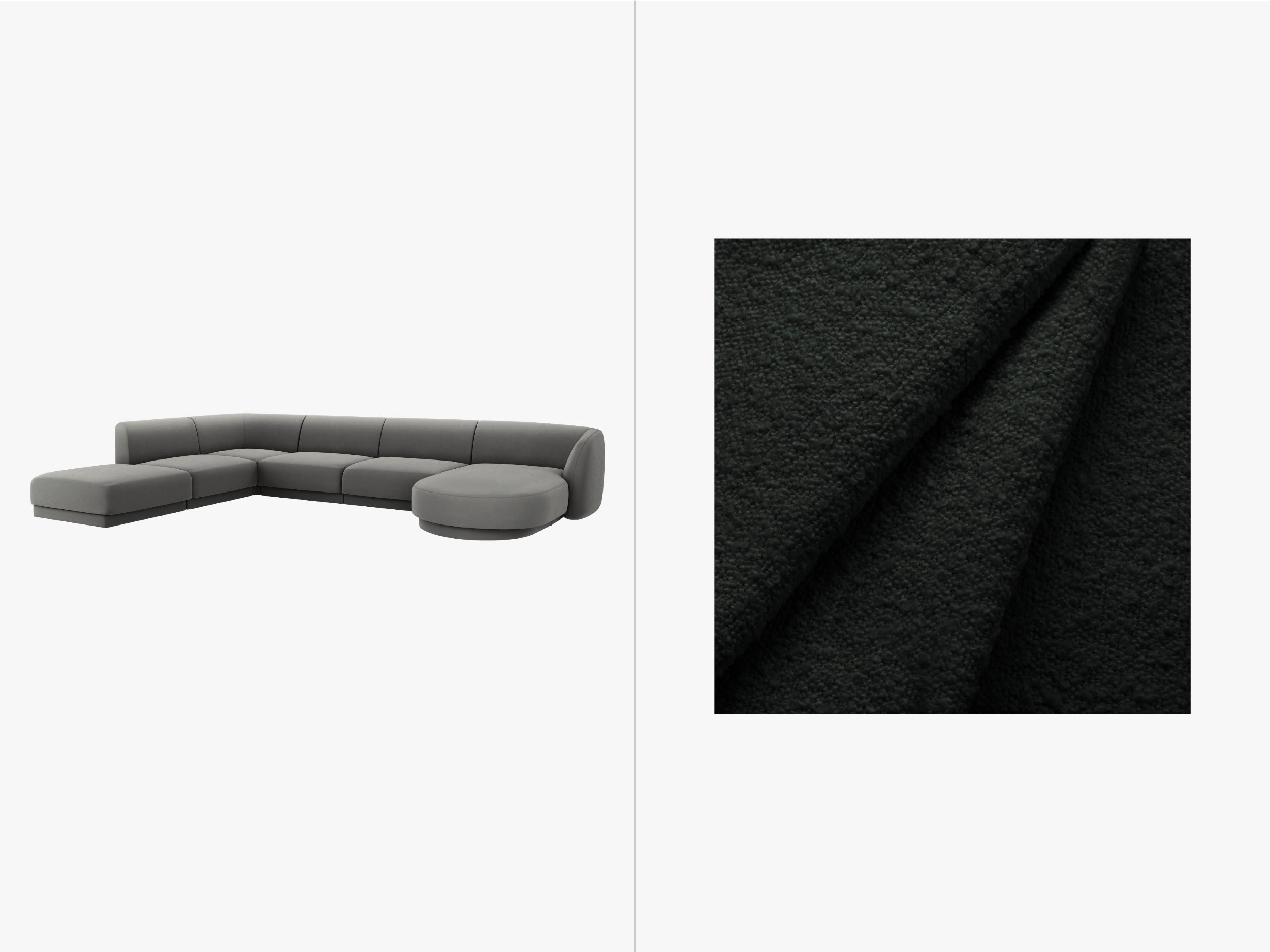 Kotna sedežna garnitura Miley 330x255 cm, Material: Bouclé
