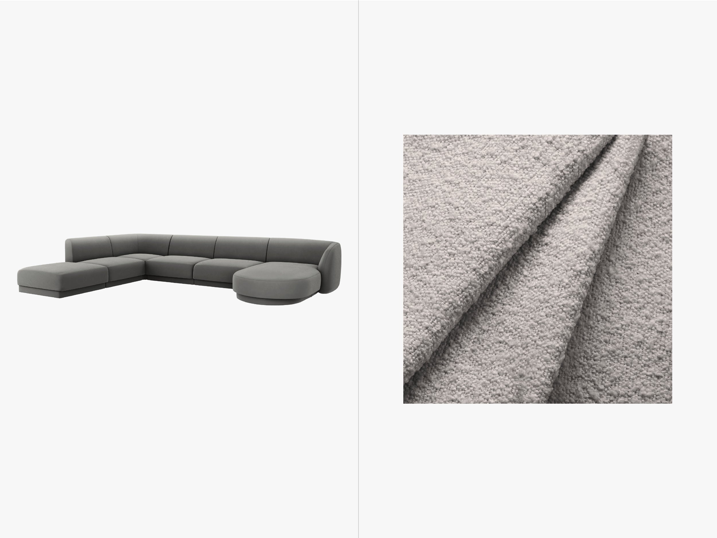 Kotna sedežna garnitura Miley 330x255 cm, Material: Bouclé