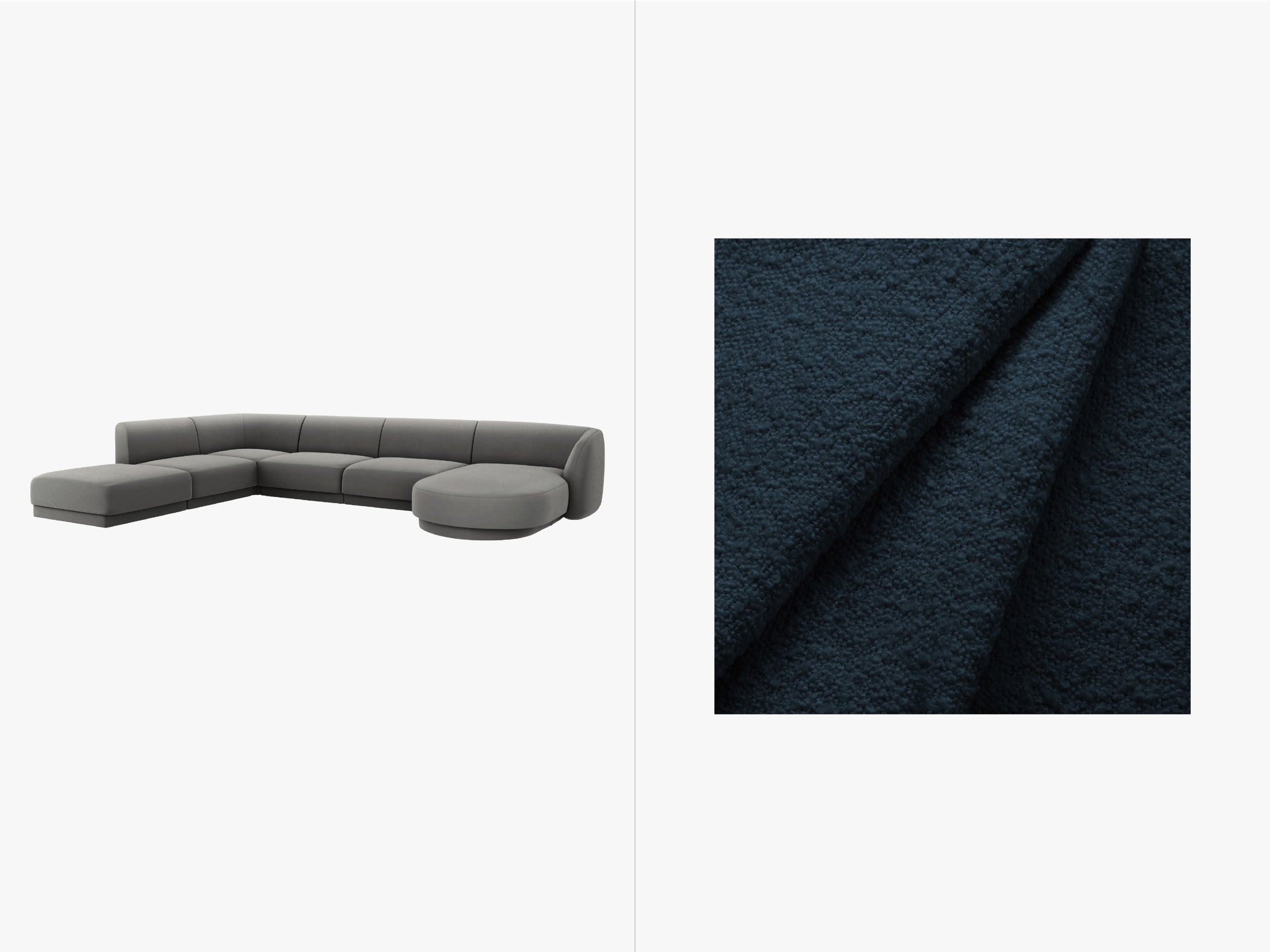 Kotna sedežna garnitura Miley 330x255 cm, Material: Bouclé