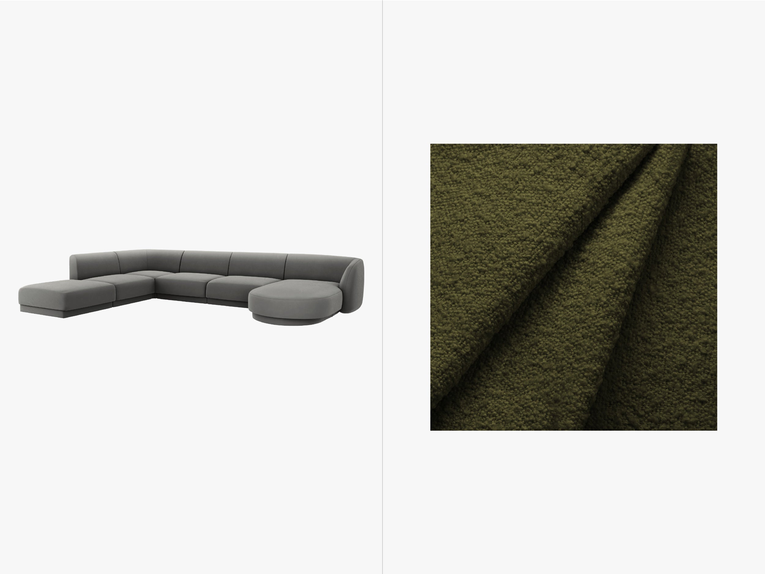 Kotna sedežna garnitura Miley 330x255 cm, Material: Bouclé