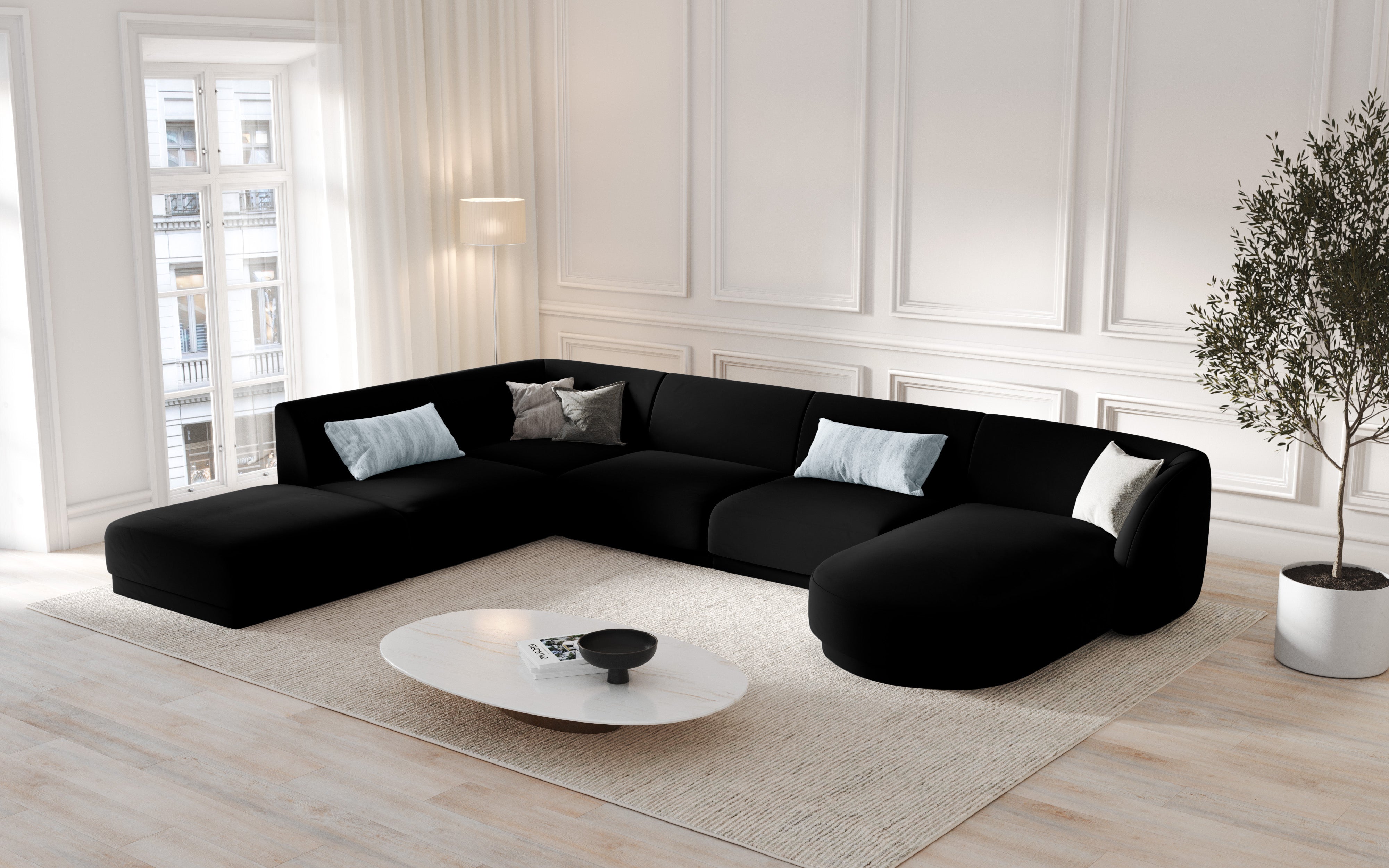 Kotna sedežna garnitura Miley 330x255 cm, Material: žamet