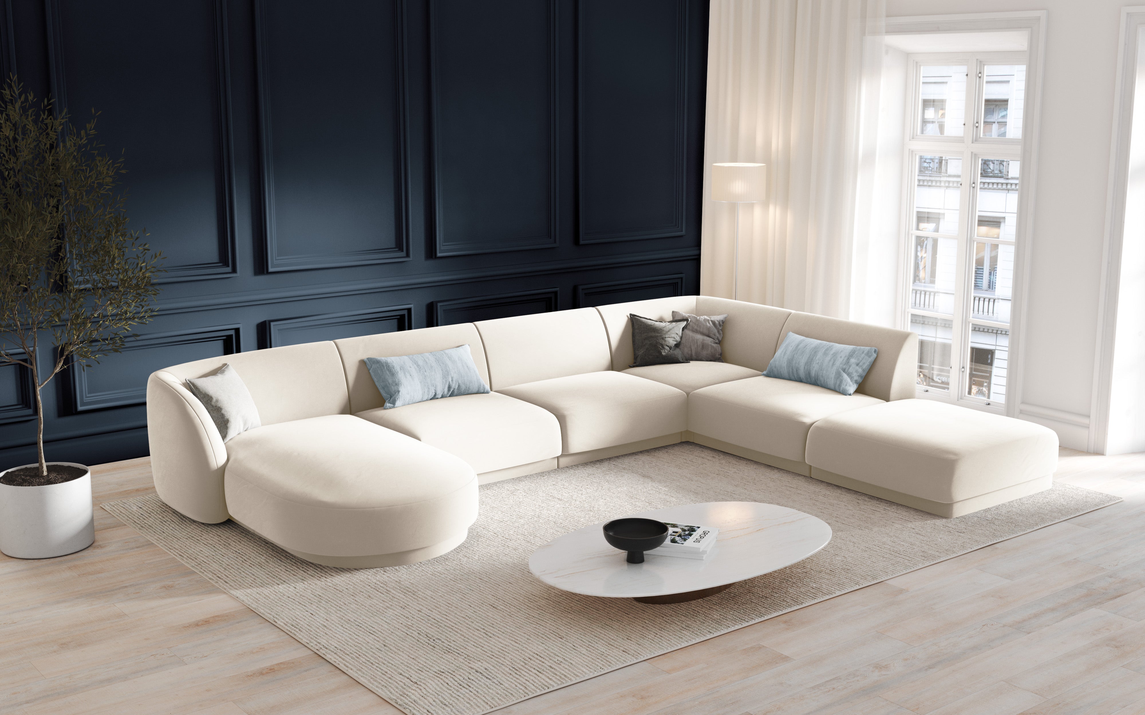 Kotna sedežna garnitura Miley 330x255 cm, Material: žamet