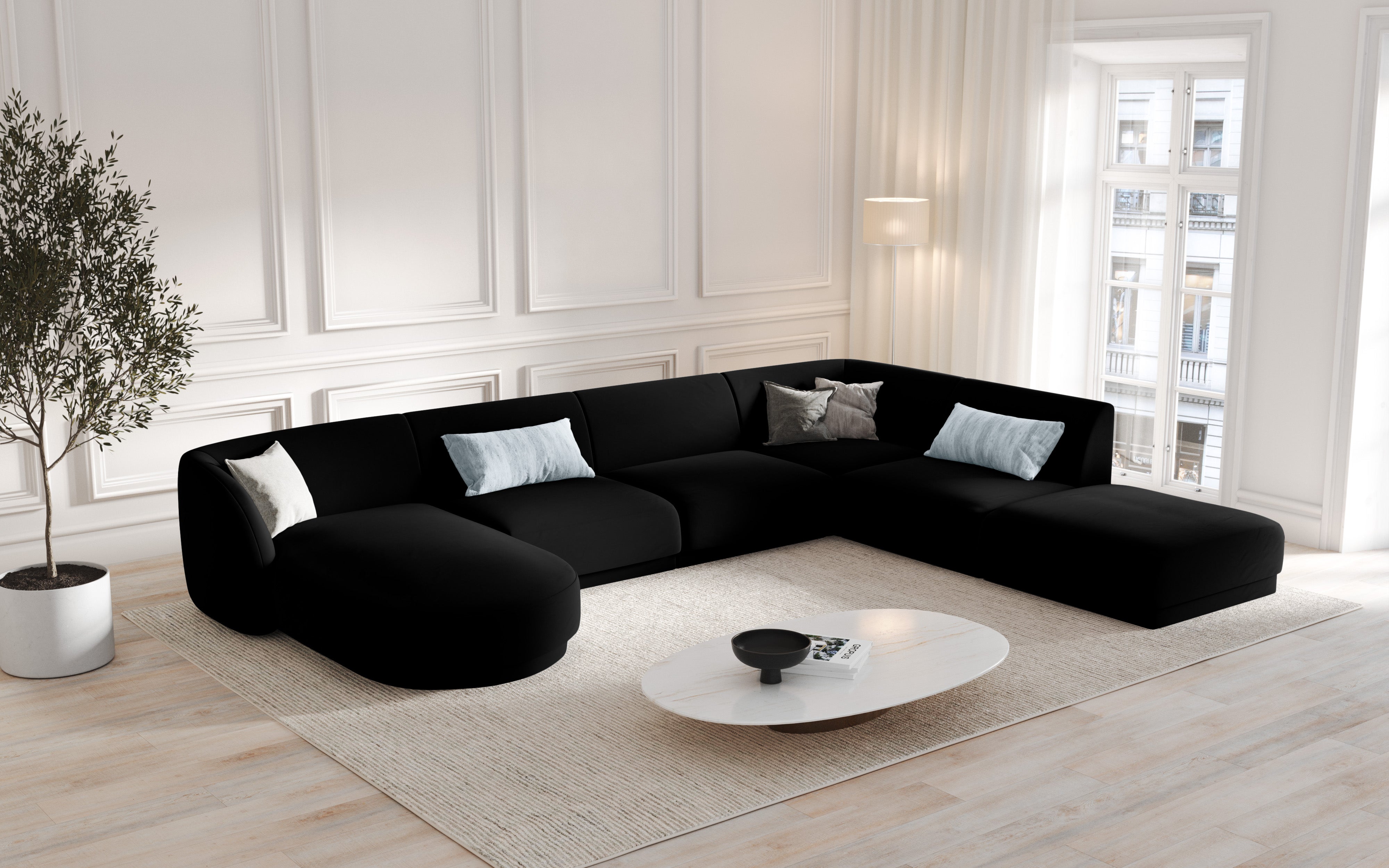 Kotna sedežna garnitura Miley 330x255 cm, Material: žamet