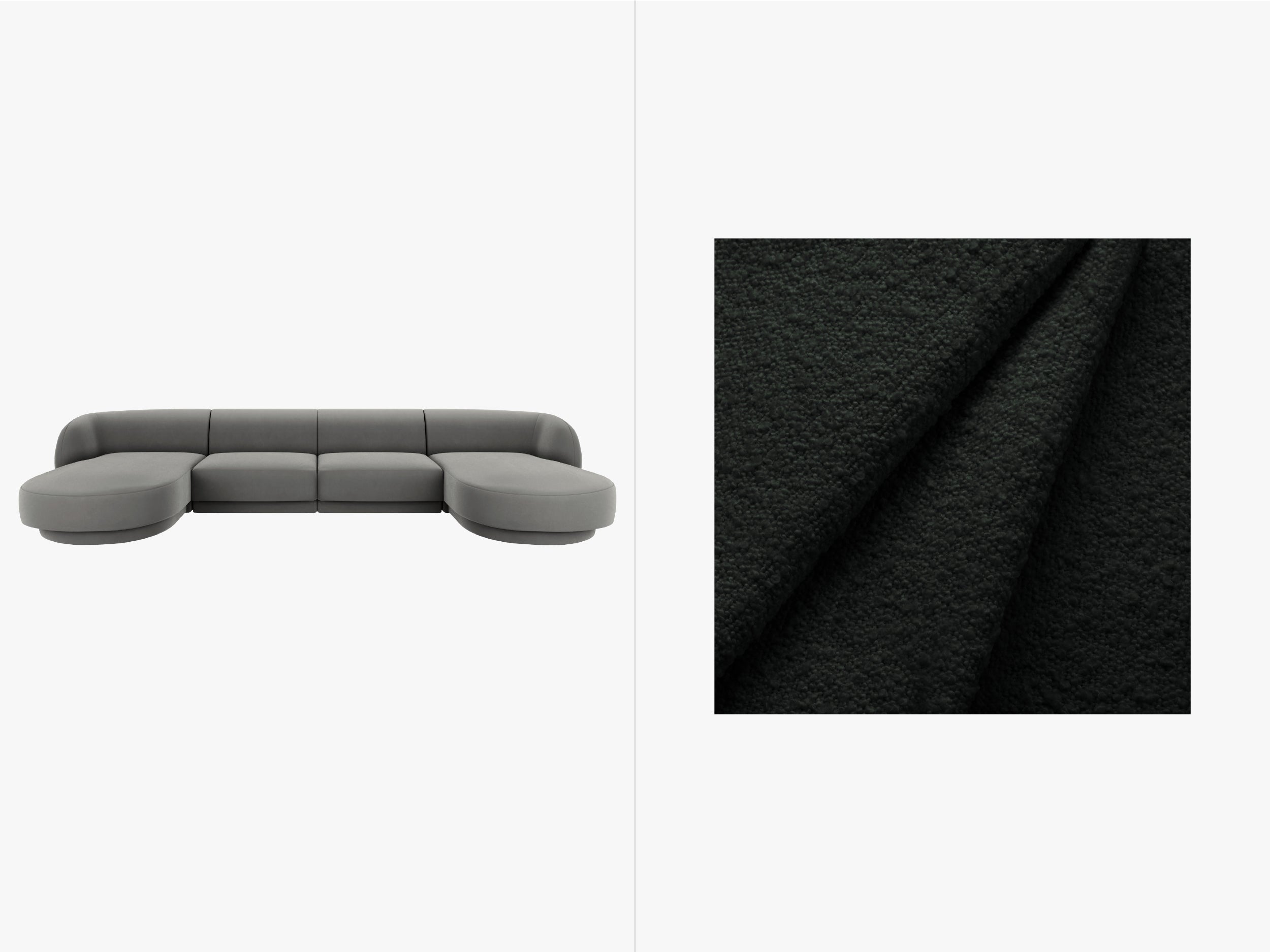 Kotna sedežna garnitura Miley 330x156 cm, Material: Bouclé
