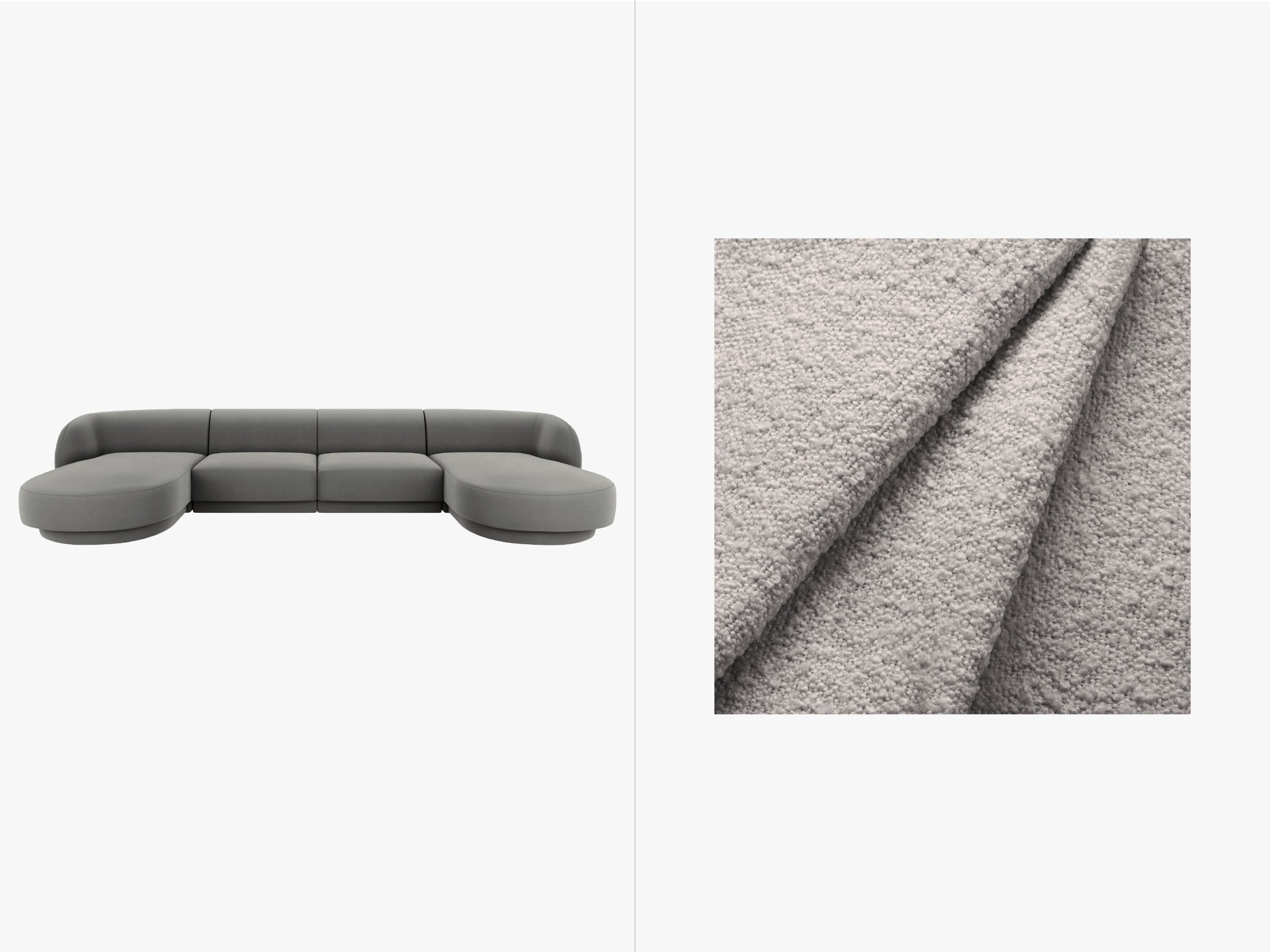 Kotna sedežna garnitura Miley 330x156 cm, Material: Bouclé