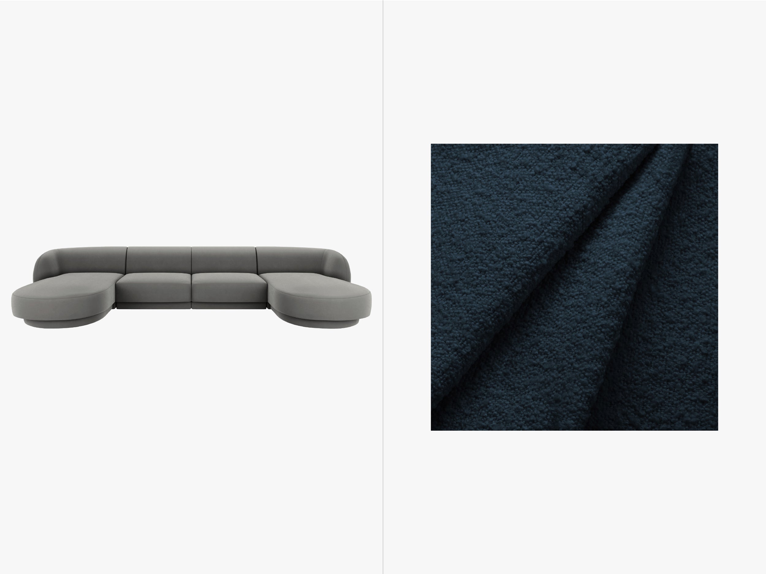 Kotna sedežna garnitura Miley 330x156 cm, Material: Bouclé