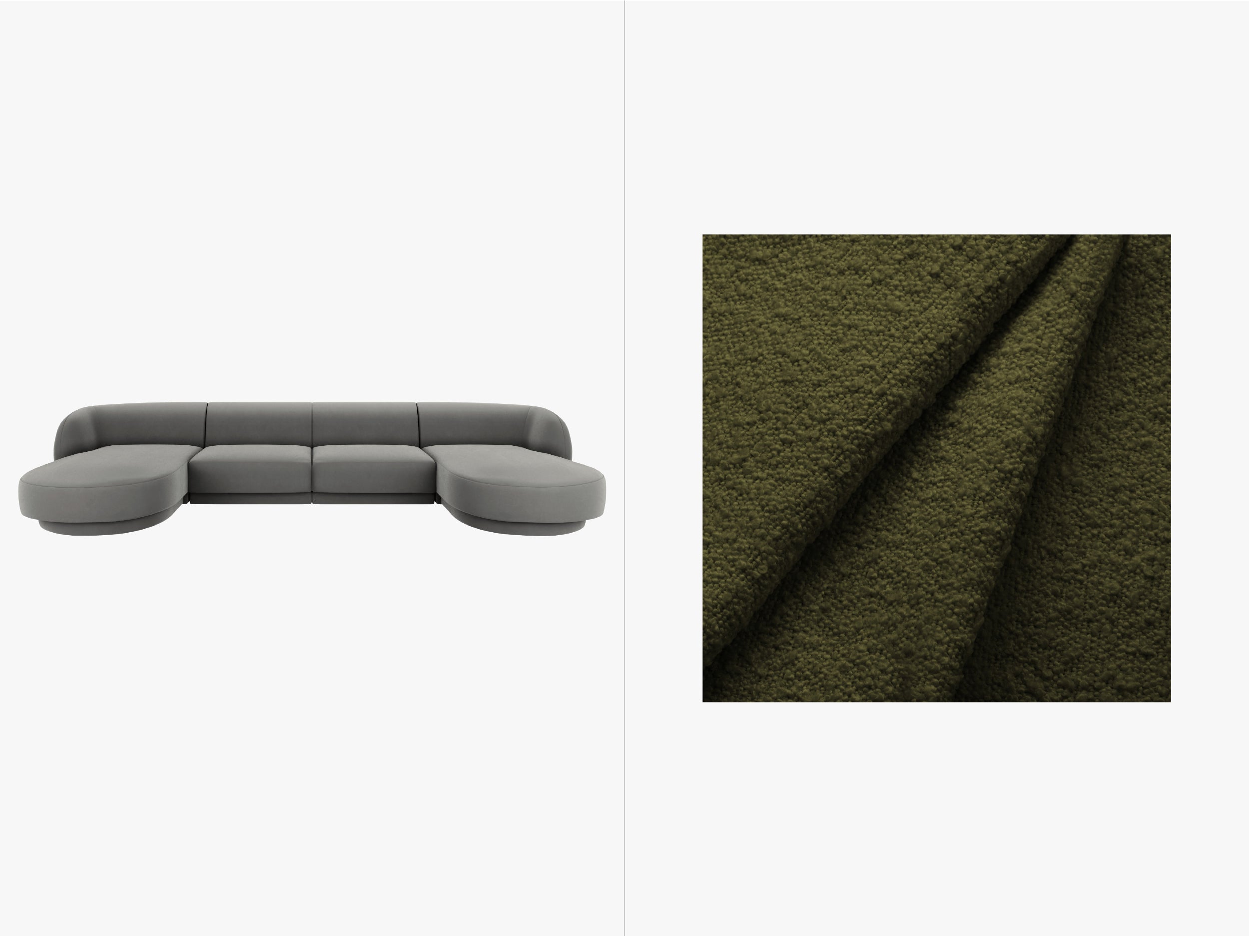 Kotna sedežna garnitura Miley 330x156 cm, Material: Bouclé