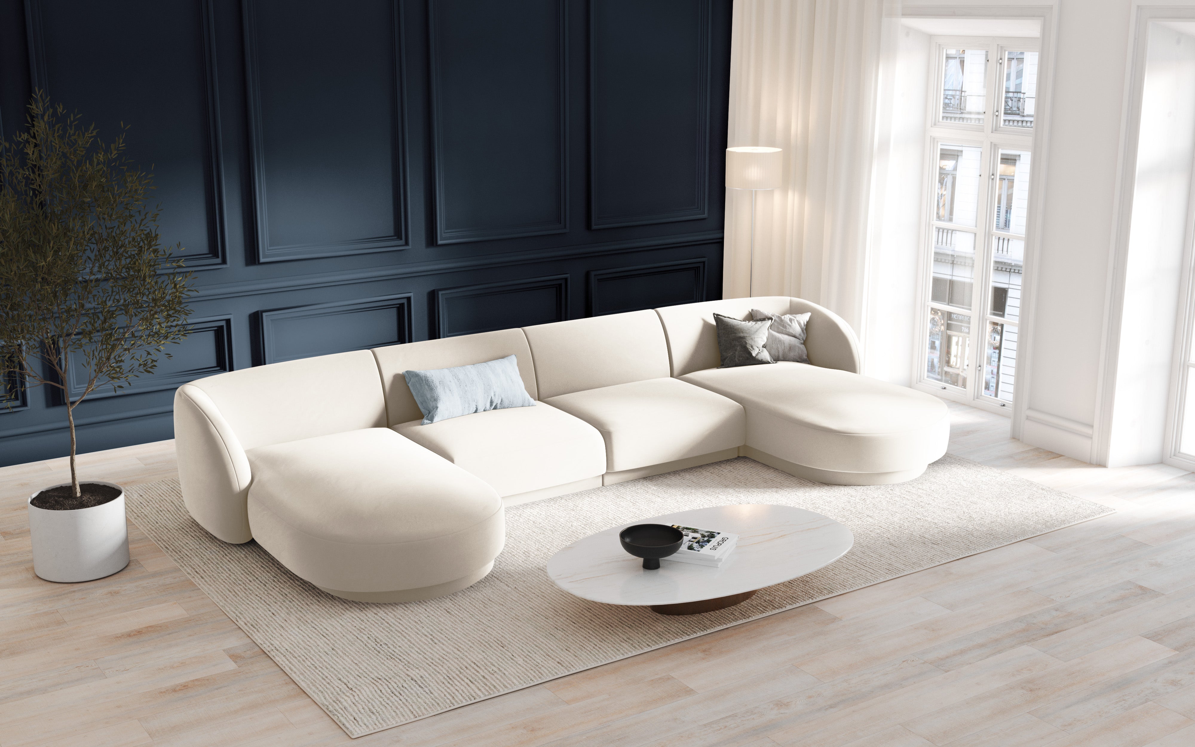 Kotna garnitura Miley 330x156 cm, Material: žamet