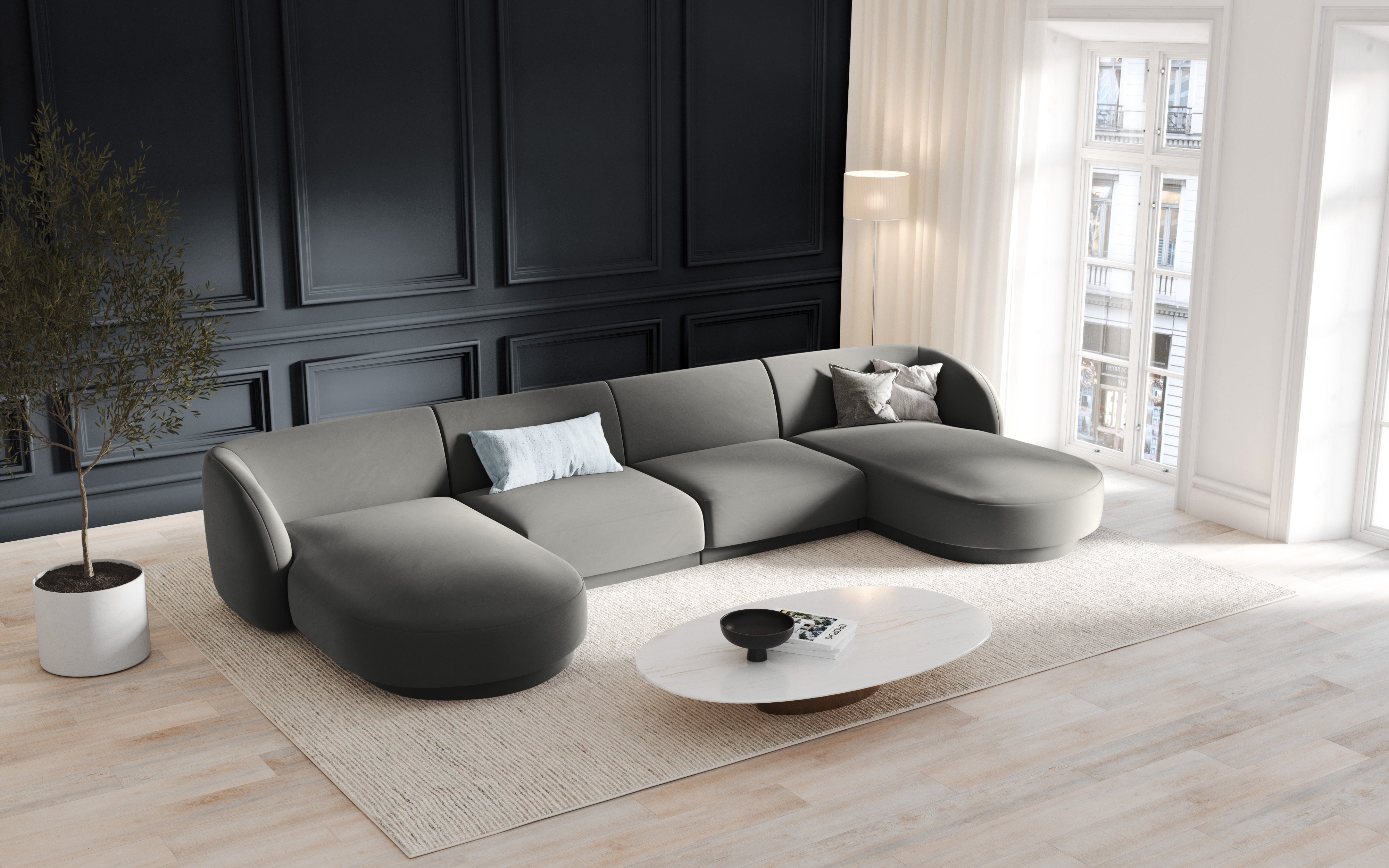 Kotna garnitura Miley 330x156 cm, Material: žamet