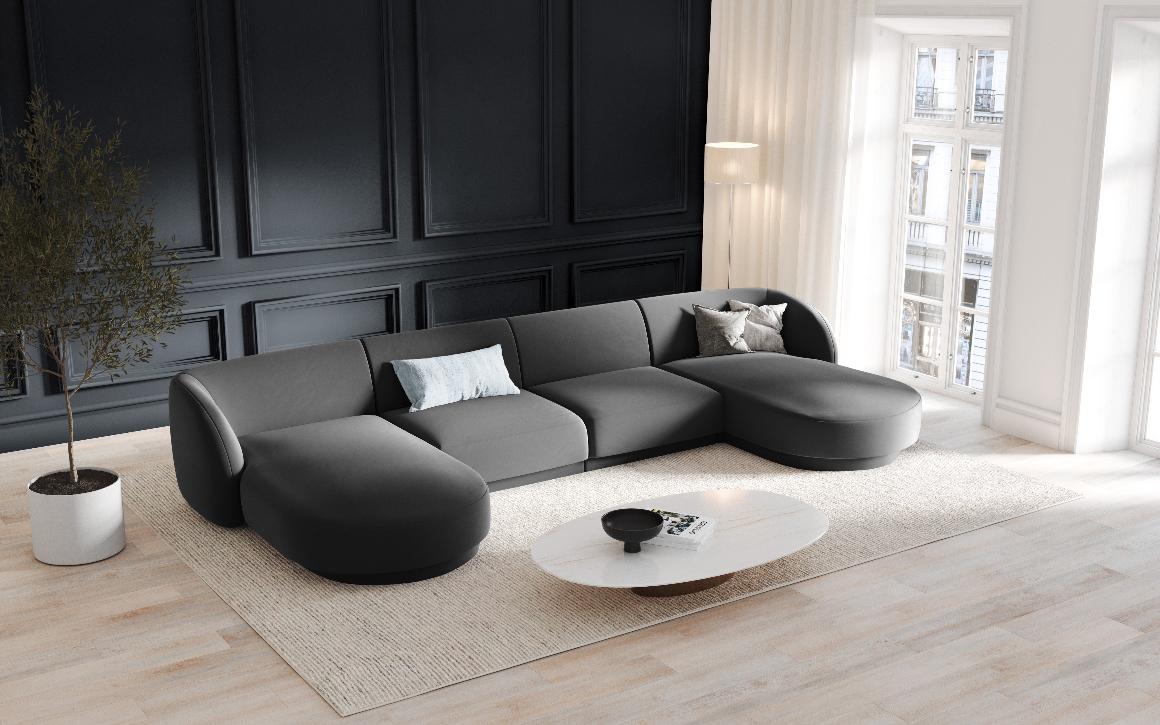 Kotna garnitura Miley 330x156 cm, Material: žamet