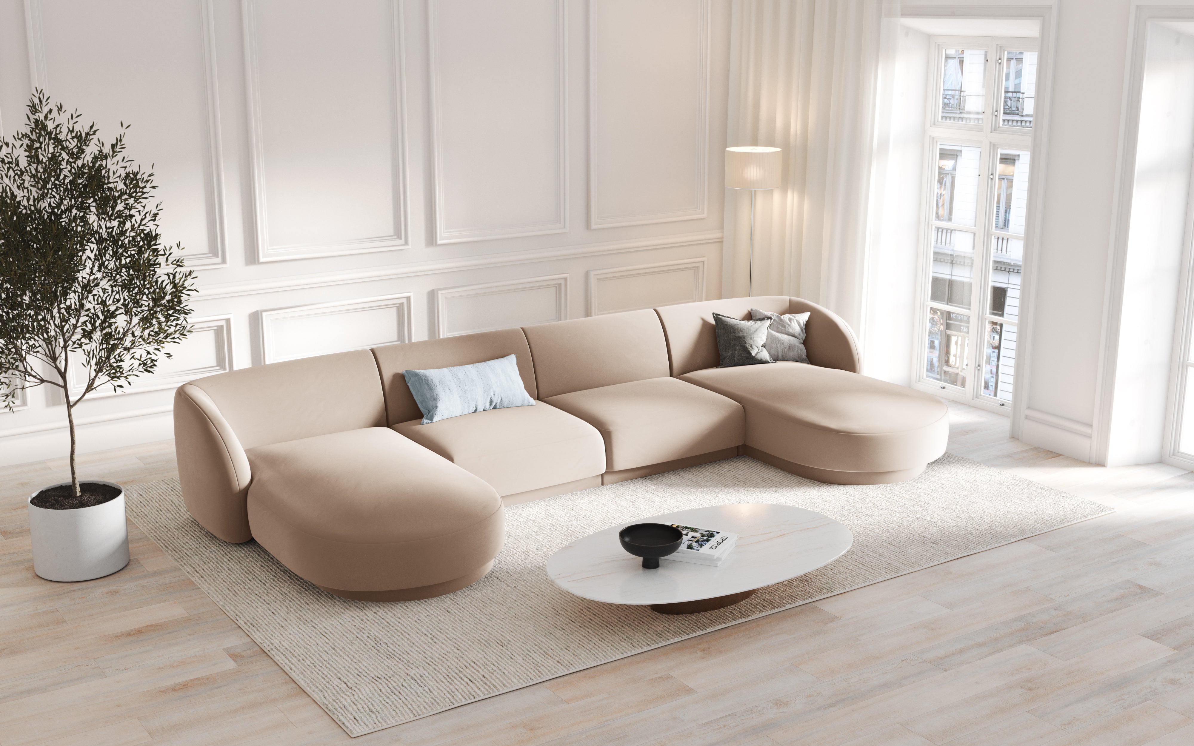 Kotna garnitura Miley 330x156 cm, Material: žamet