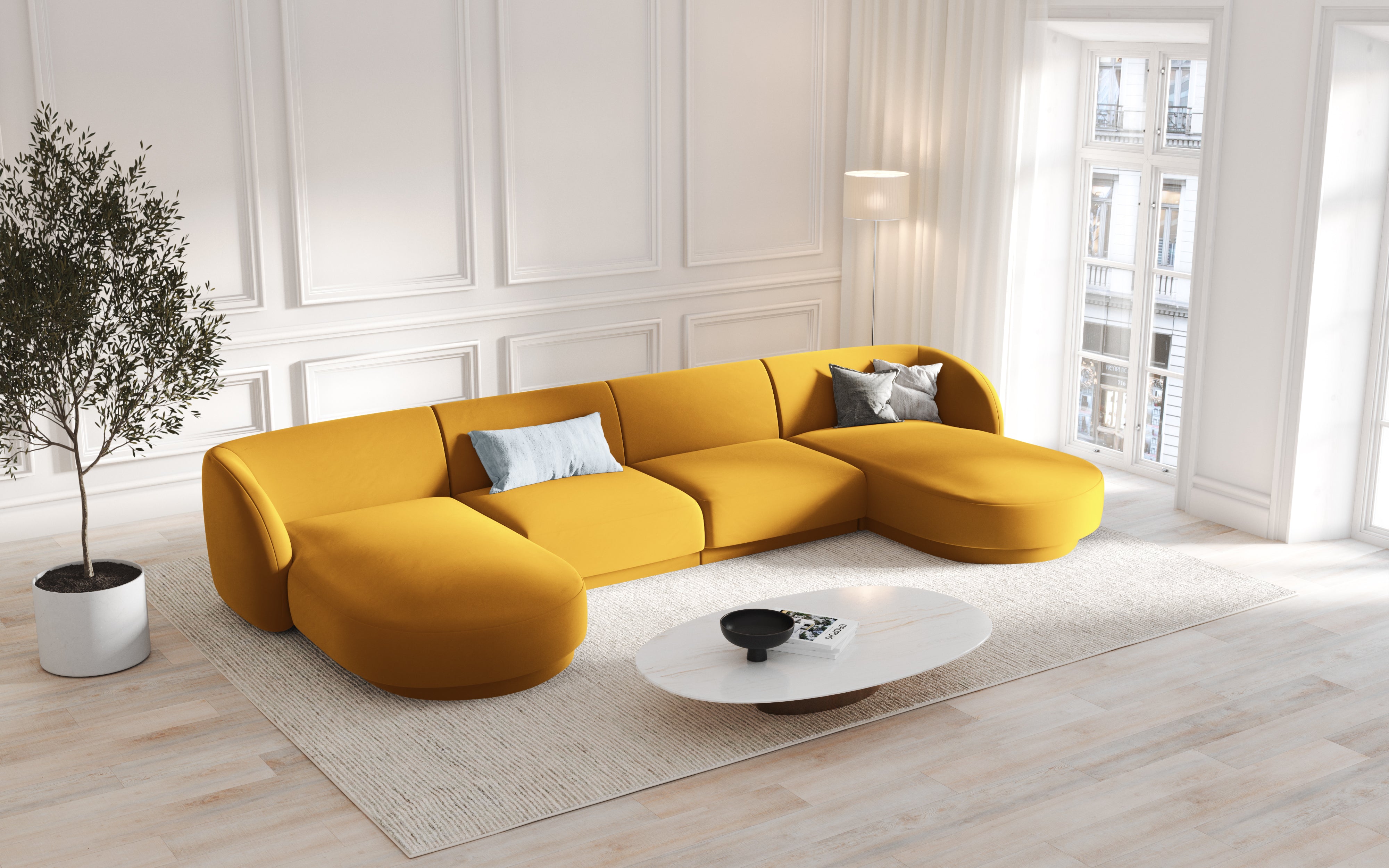Kotna garnitura Miley 330x156 cm, Material: žamet