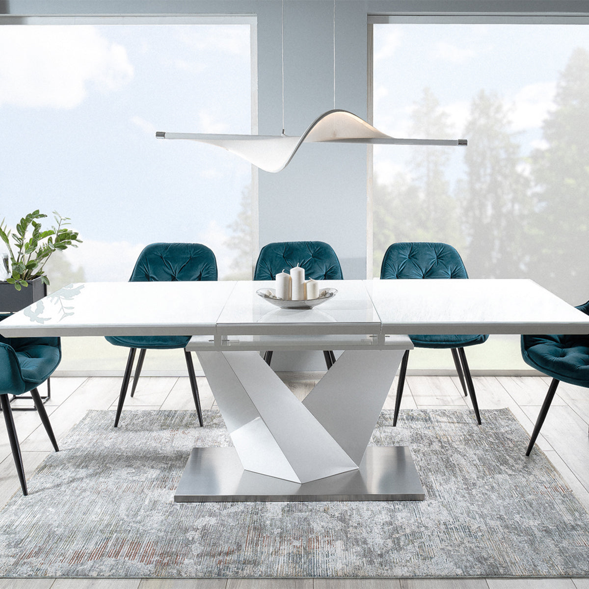 Jedilna miza Alaras III 160/220x90cm, Material: kaljeno steklo, MDF