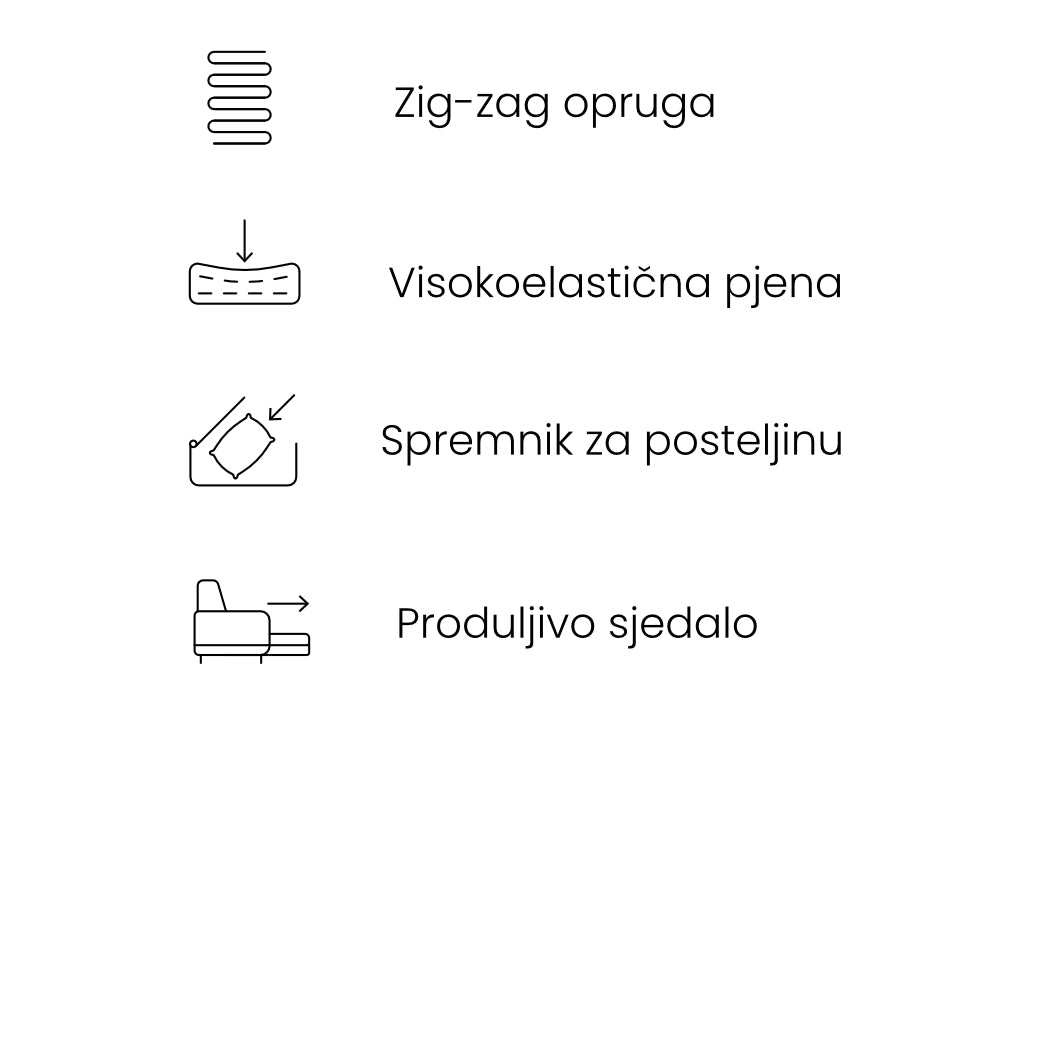 Kavč Bern 273x108cm, Material: Izbira materiala