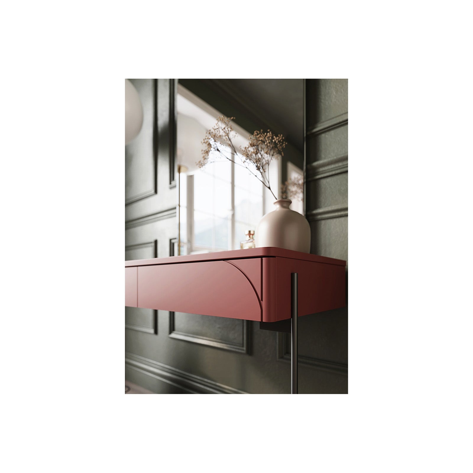 Stranska mizica Sonatia 104 cm, 2 predala, Material: MDF