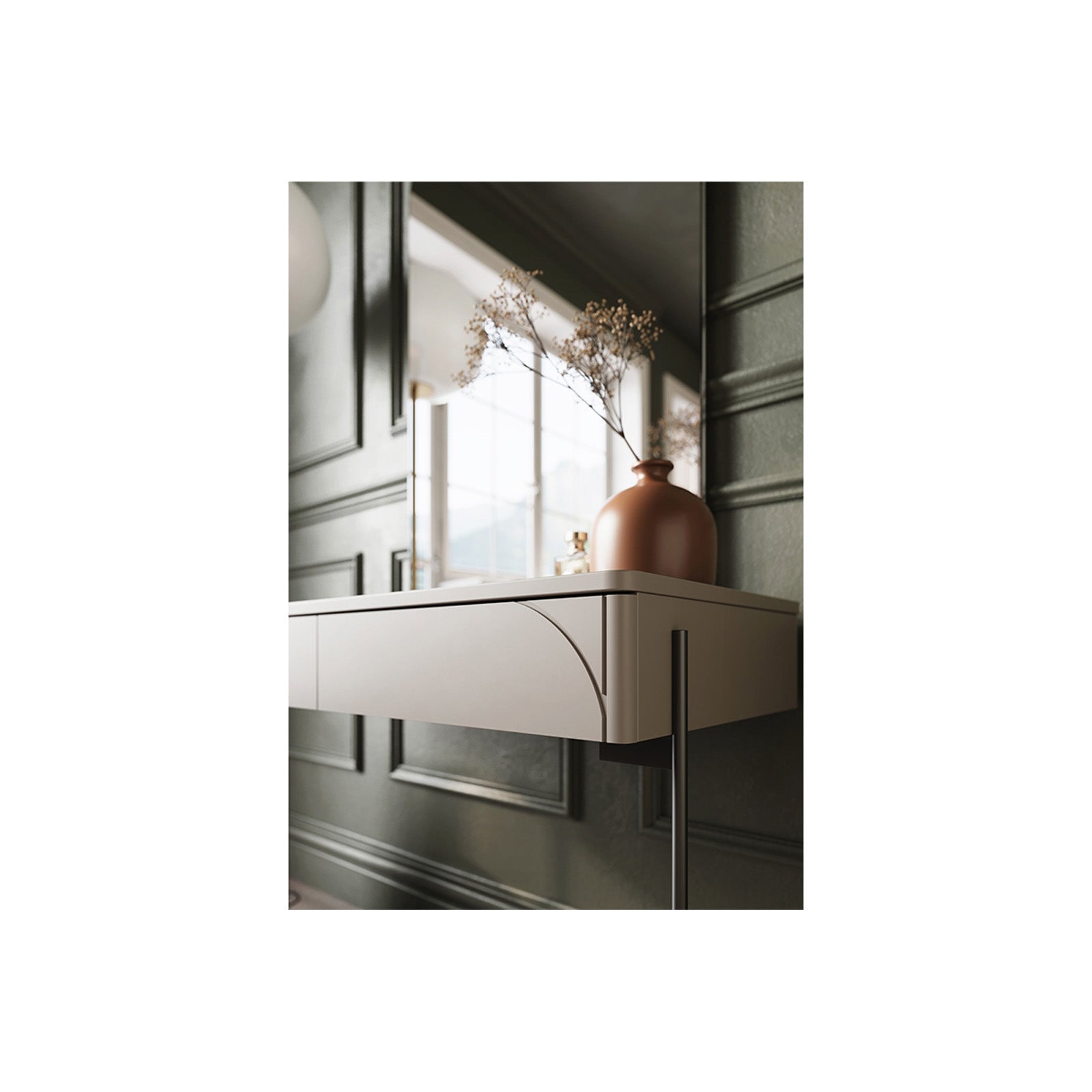 Stranska mizica Sonatia 104 cm, 2 predala, Material: MDF