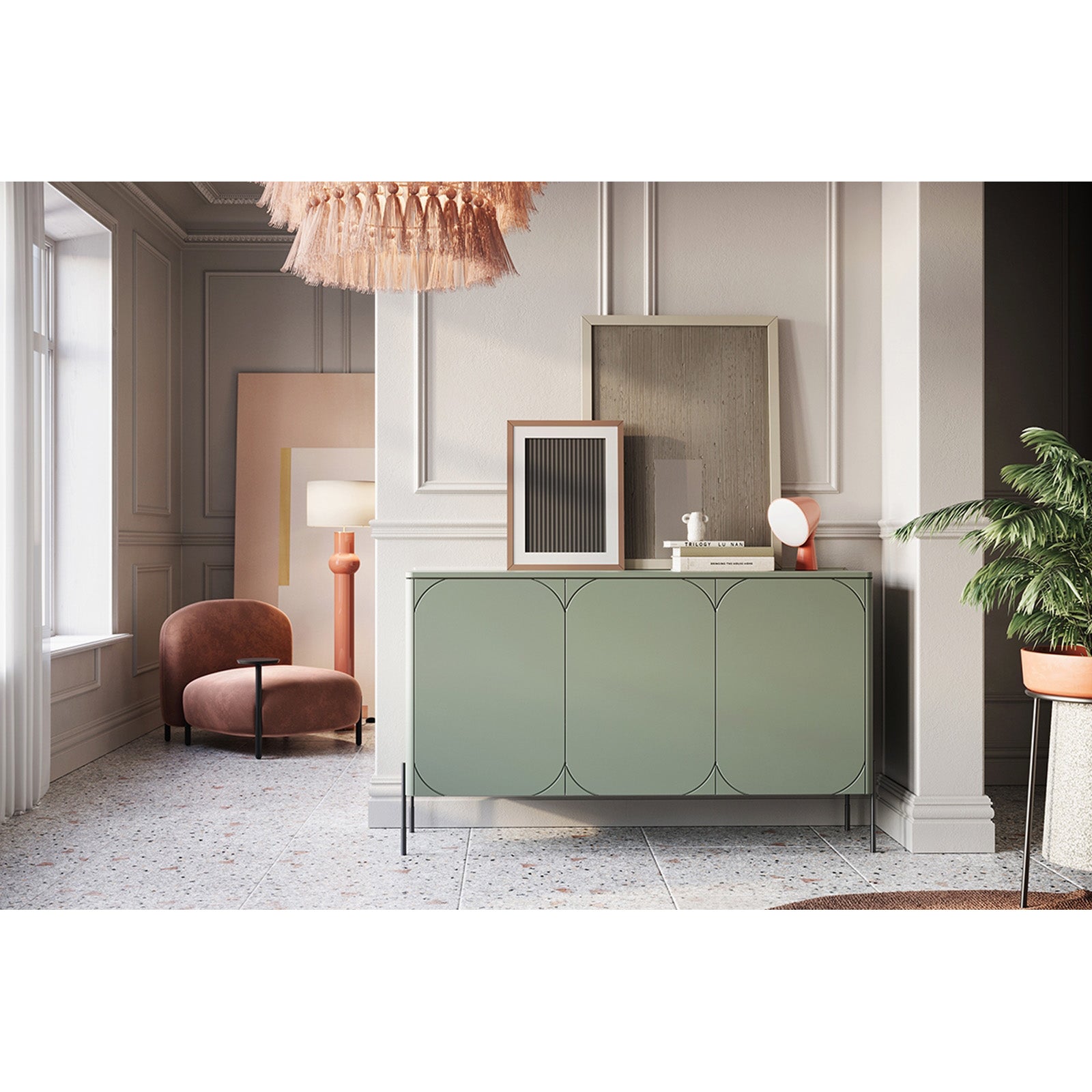 Sonatia komoda 150 cm, 3 vrata in 4 predali, Material: MDF