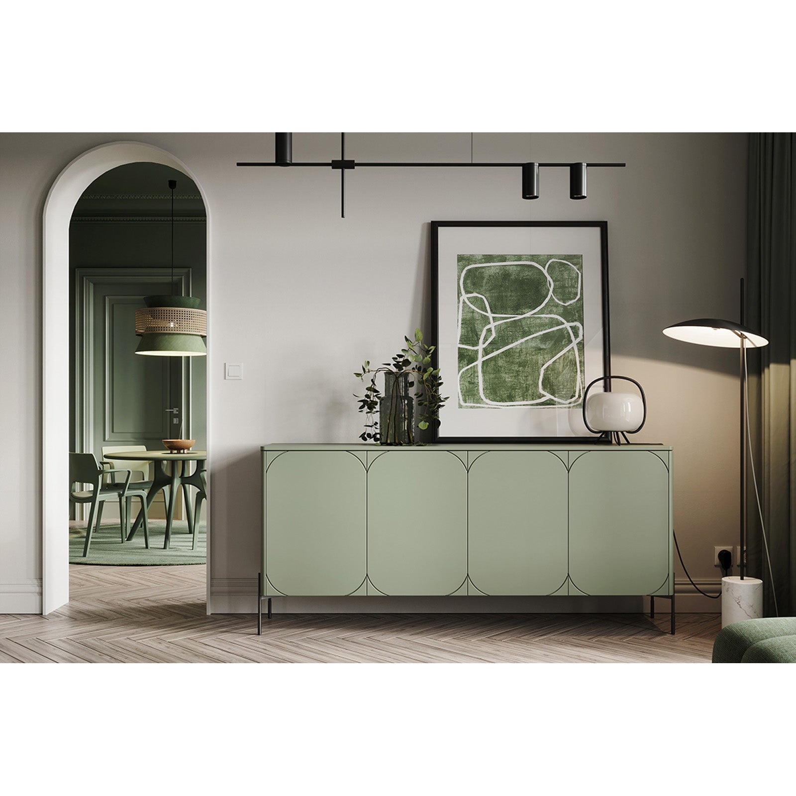 Sonatia komoda 200 cm, 4 vrata, Material: MDF