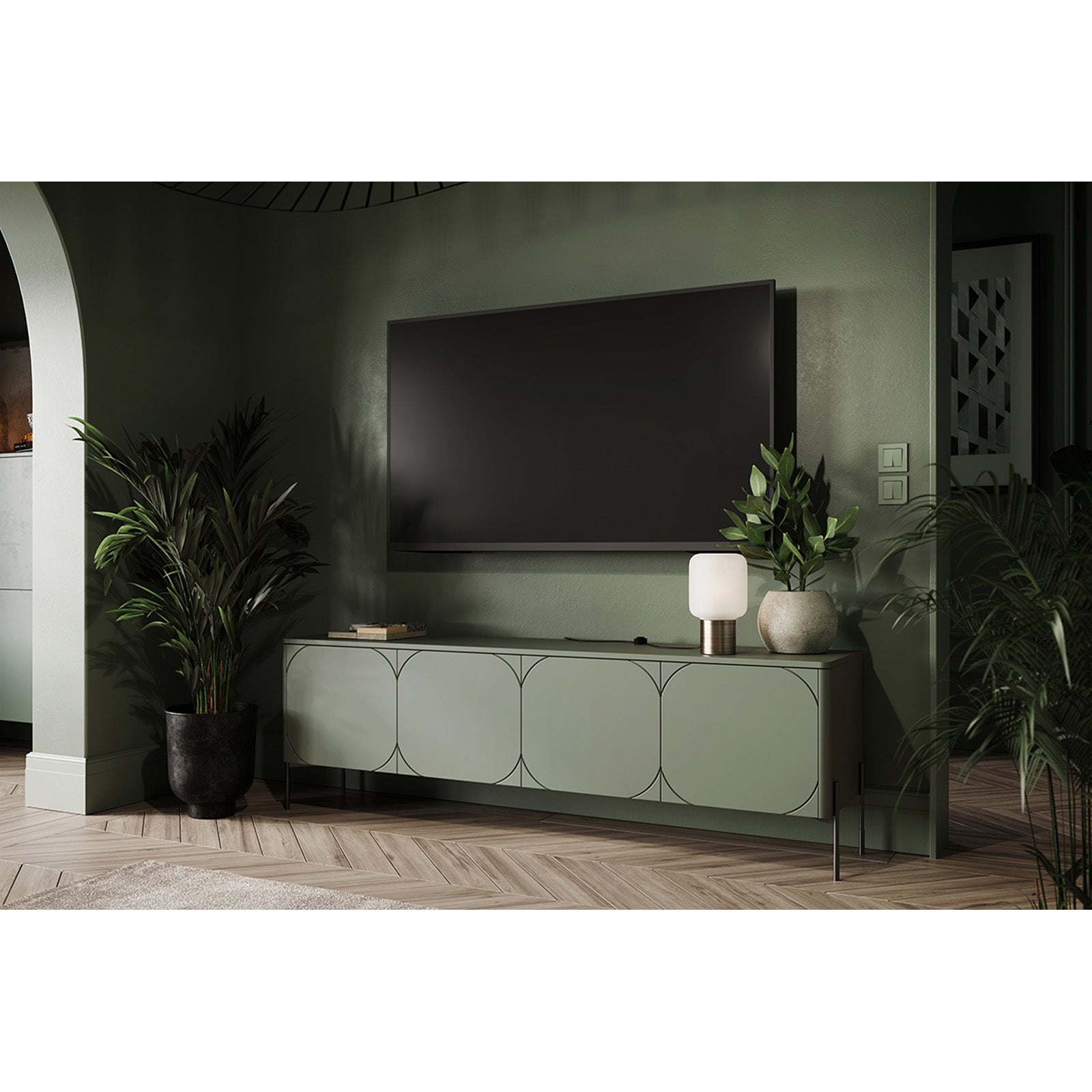 Sonatia komoda 200 cm, 4 vrata in 2 predala, material: MDF