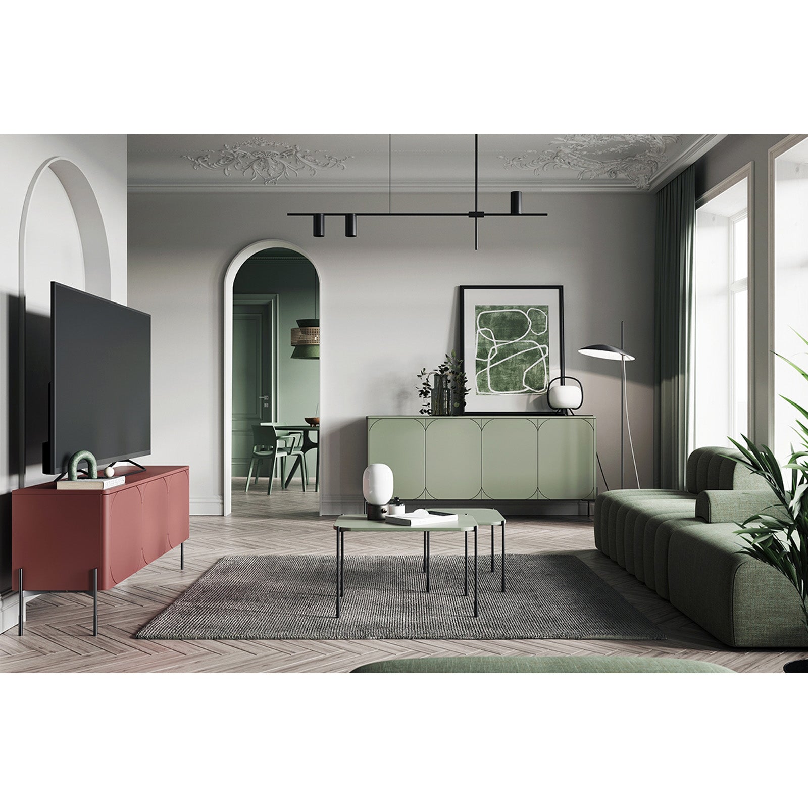 Sonatia komoda 200 cm, 4 vrata in 4 predali, Material: MDF