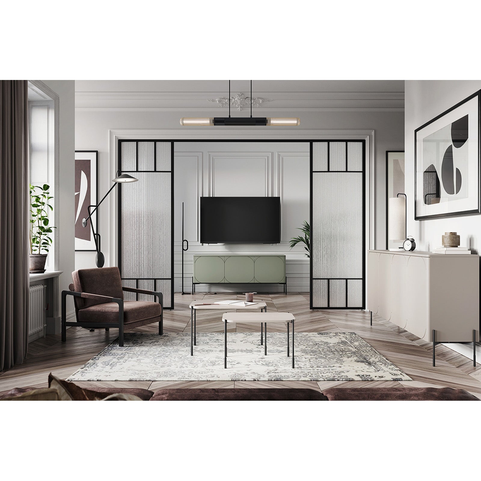 Sonatia komoda 150 cm, 3 vrata, Material: MDF