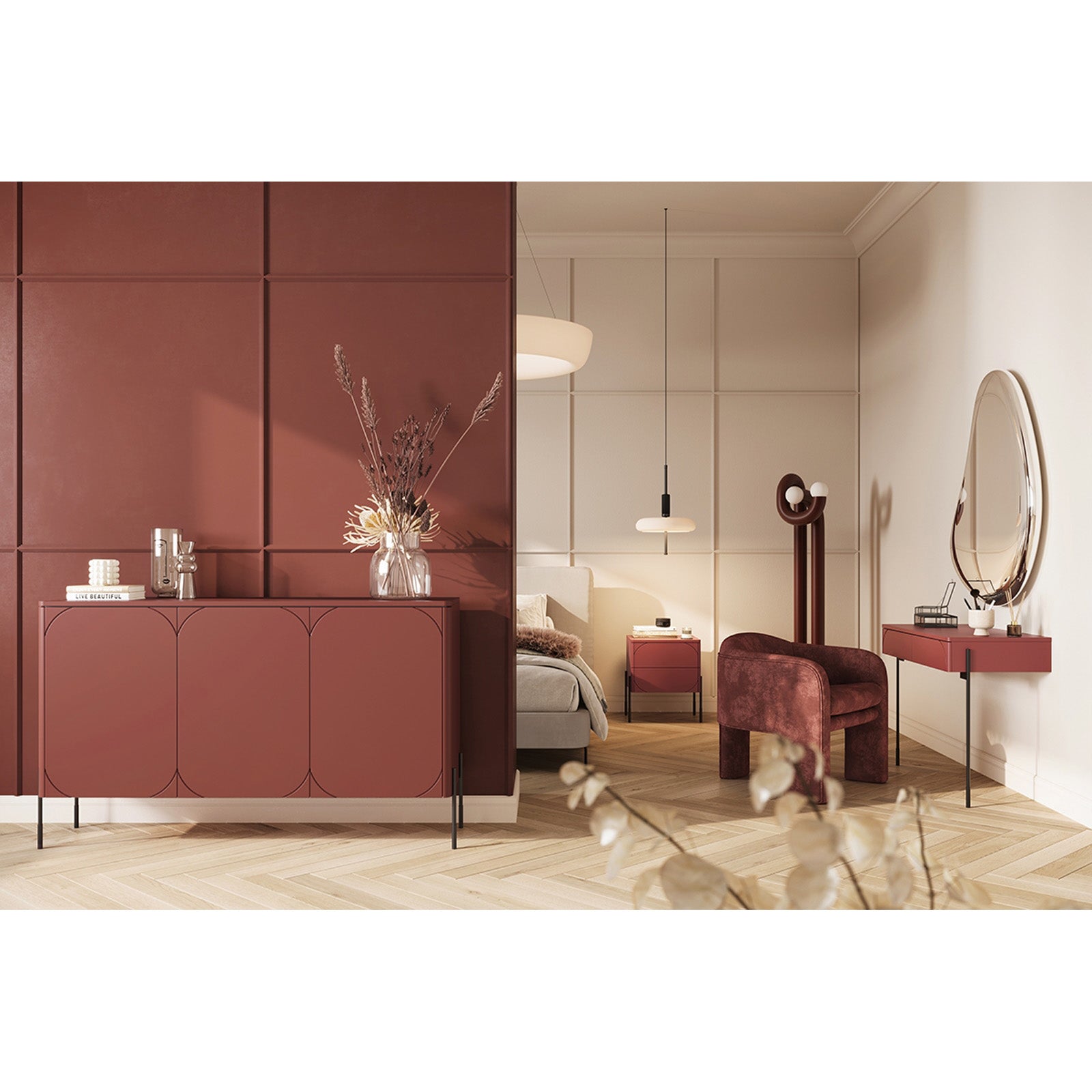 Stranska mizica Sonatia 104 cm, 2 predala, Material: MDF