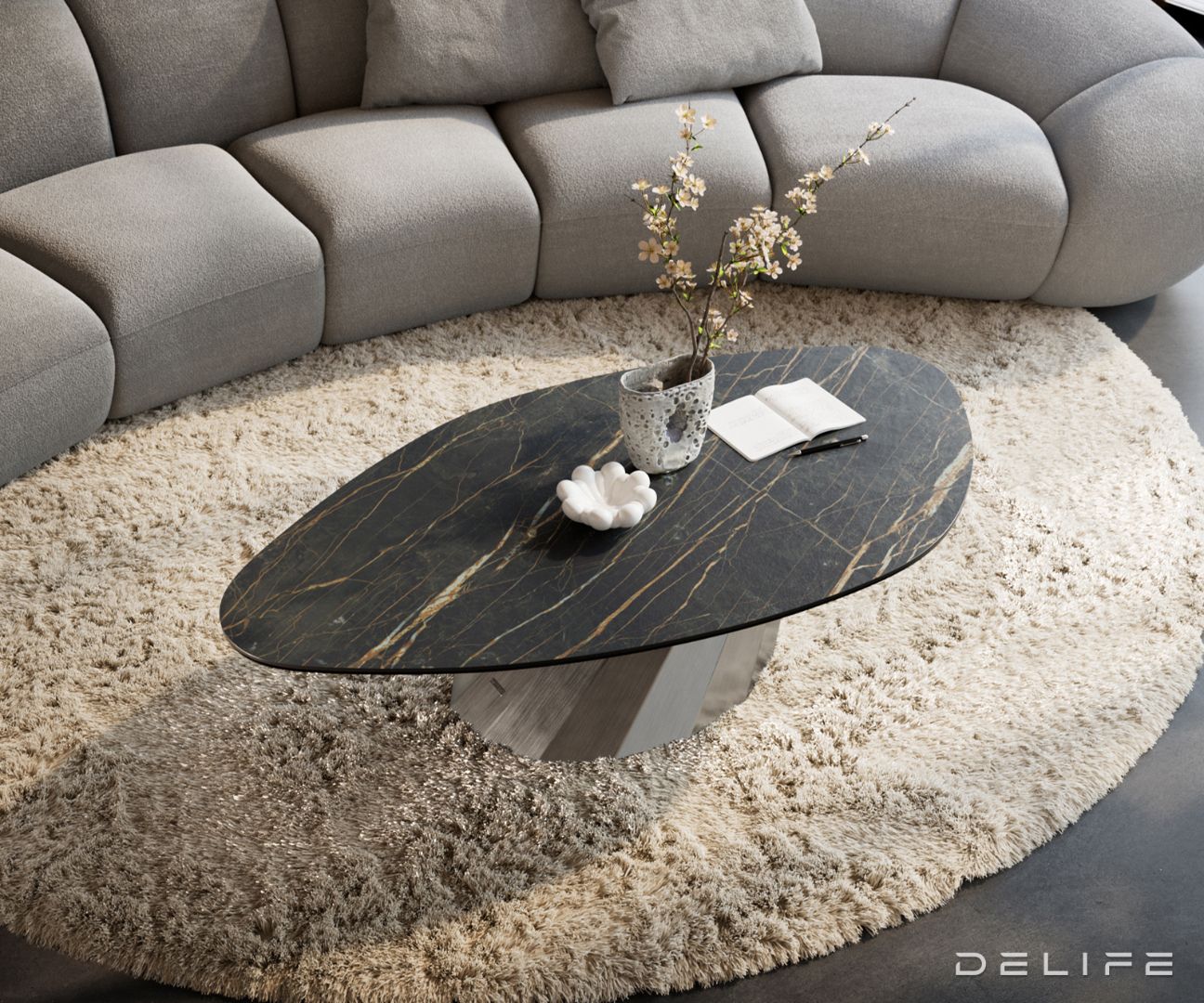 Klub mizica Edge 140x76cm, Material: keramika Noir Desir