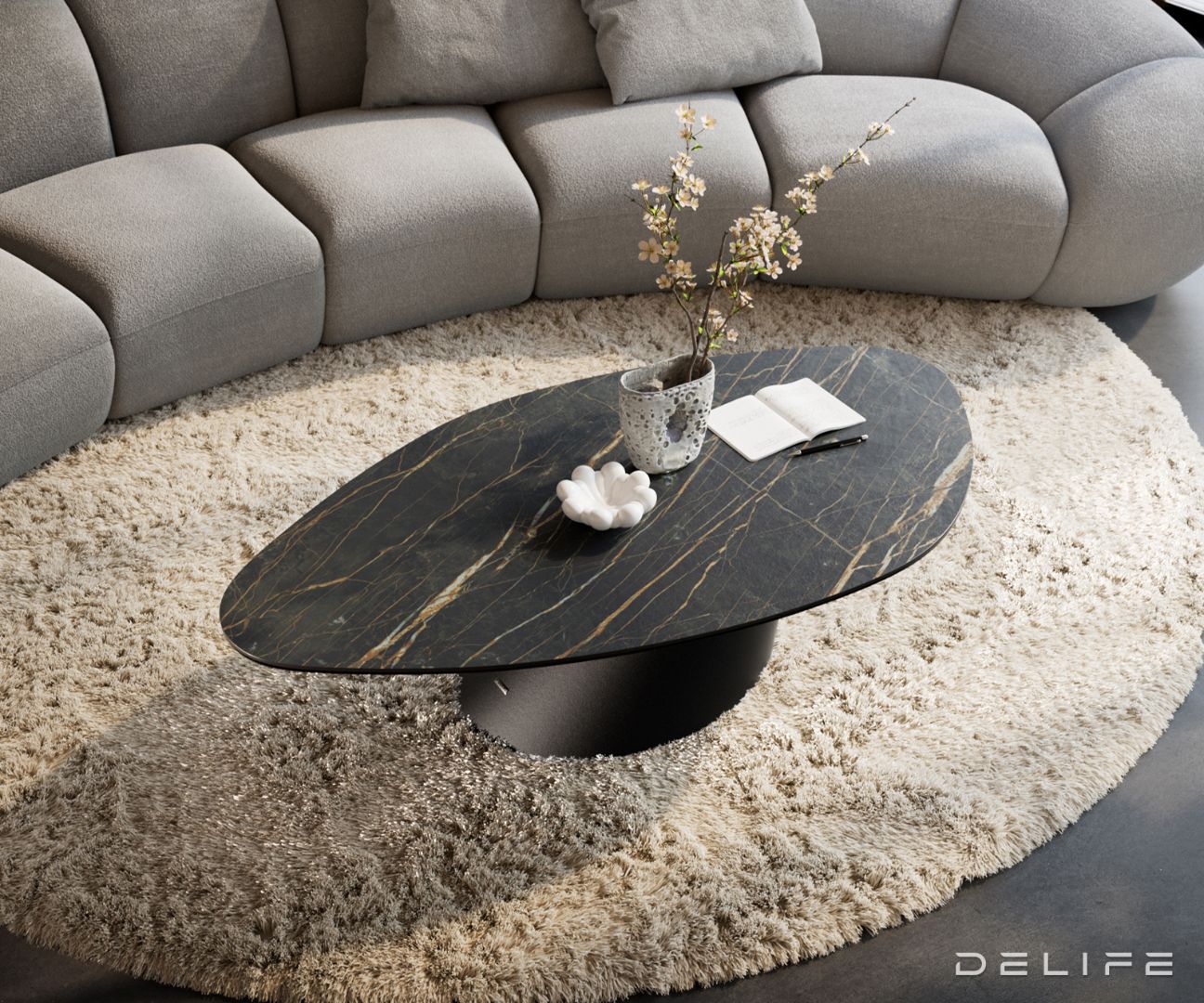 Klub mizica Edge 140x76cm, Material: keramika Noir Desir