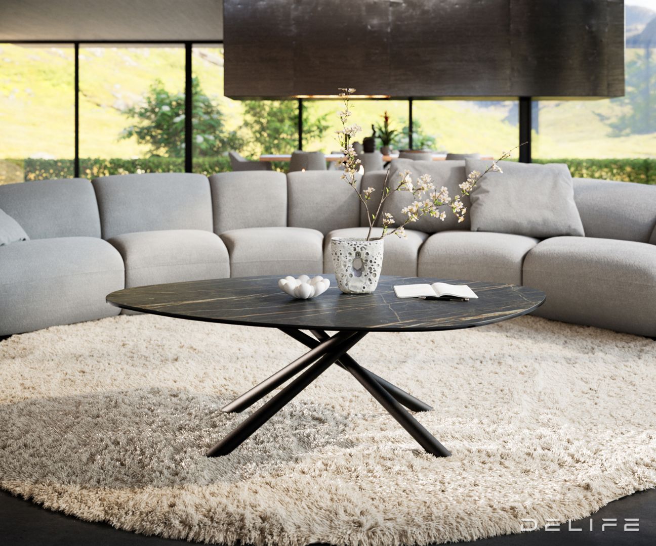 Klub mizica Edge 140x76cm, Material: keramika Noir Desir