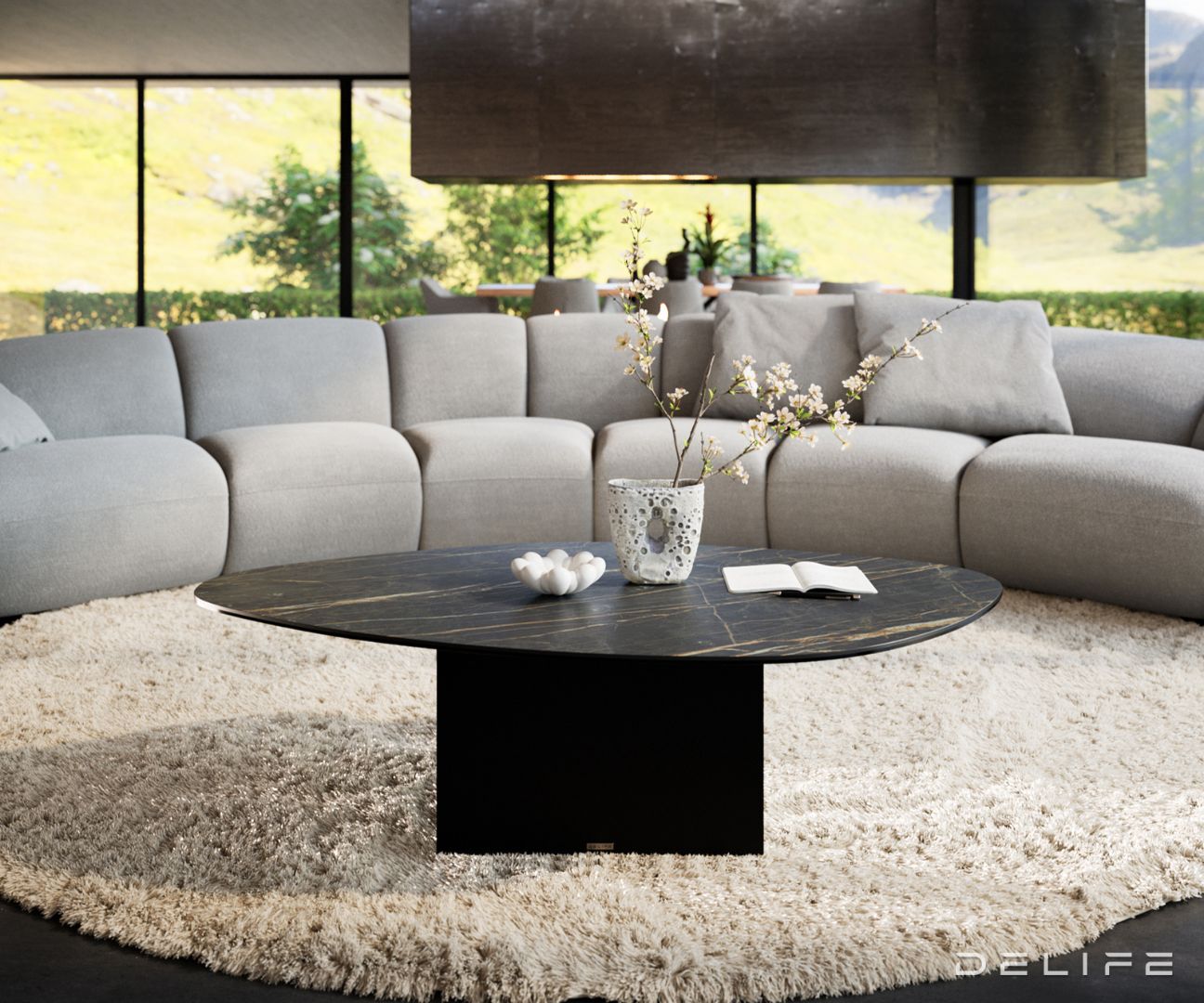 Klub mizica Edge 140x76cm, Material: keramika Noir Desir